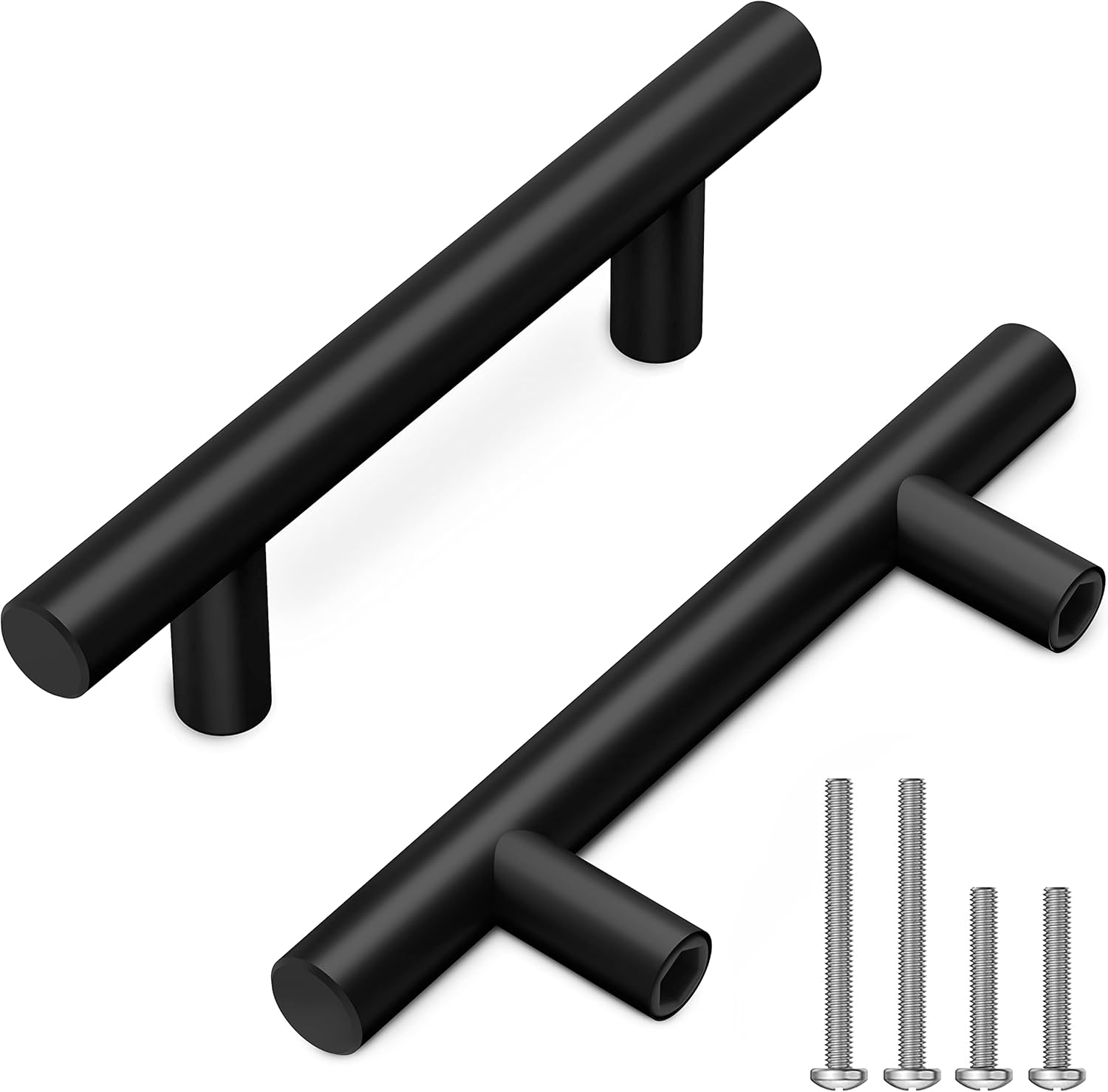 30 Pack Matte Black Cabinet Handles 3 Inch Hole to Hole - Stainless Steel Rustic Kitchen Cabinet Hardware – Pull Handle for Dresser, Drawers, Cupboards – 5 Inch Length