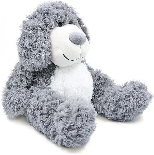 Miniatura 2 de WEIGEDU Sonriente cachorro perro peluche juguetes de peluche, 17.7 pulgadas, gris