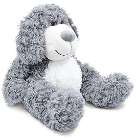 WEIGEDU Smiling Gray Puppy Dog Stuffed Animal Plush Toys- Soft Shaggy Plush with Floppy Ears & White Belly, Cuddly Toy for Kids Boys Girls Birthday Nursery Bedtime Easter Gifts, 17.7 inches