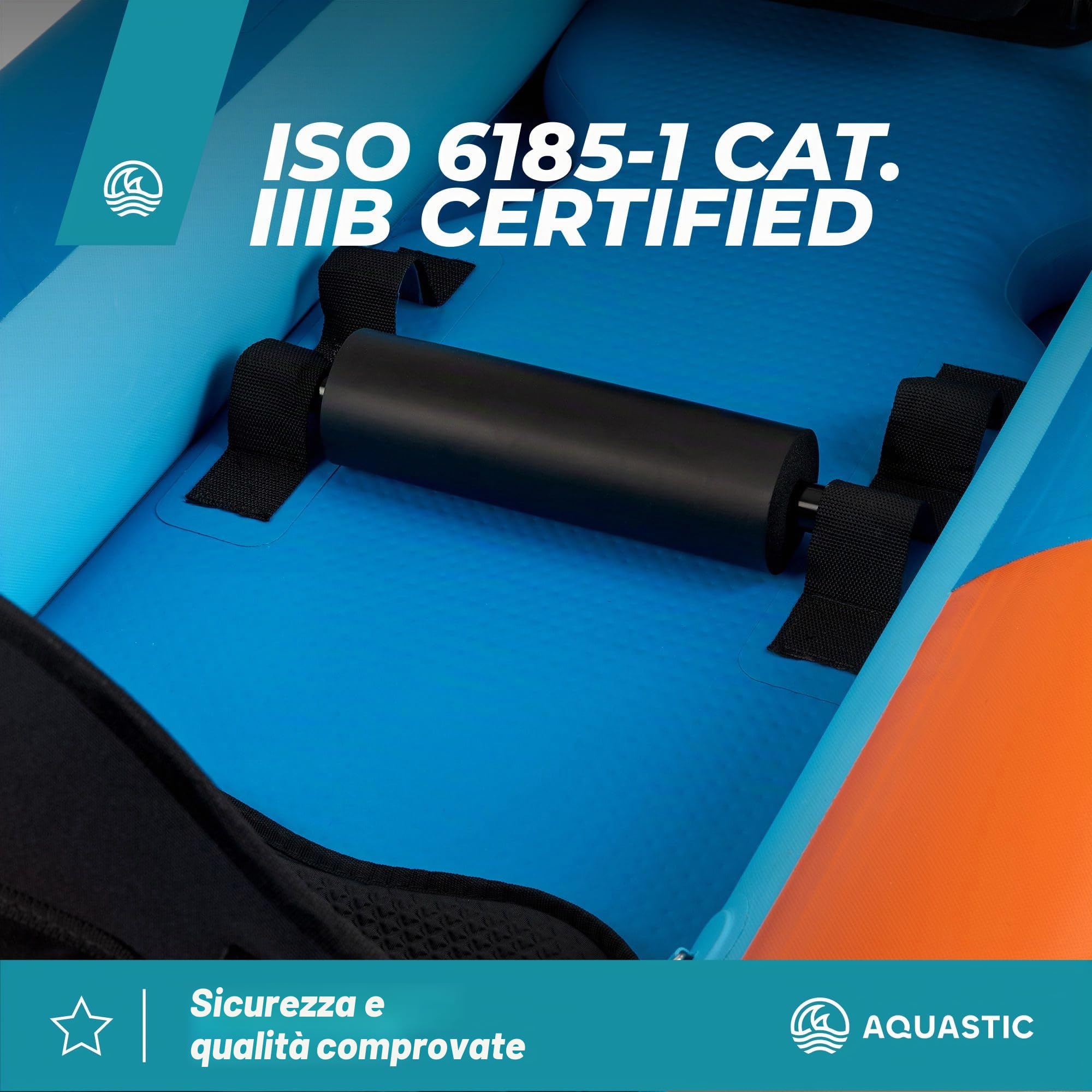 AQUASTIC Cortez 13'5 – Kayak gonfiabile per due persone, Hybrid Drop-Stitch, 3 camere, portata fino a 180 kg, set: zaino, pagaia, sedili, pompa, pinne, stabile