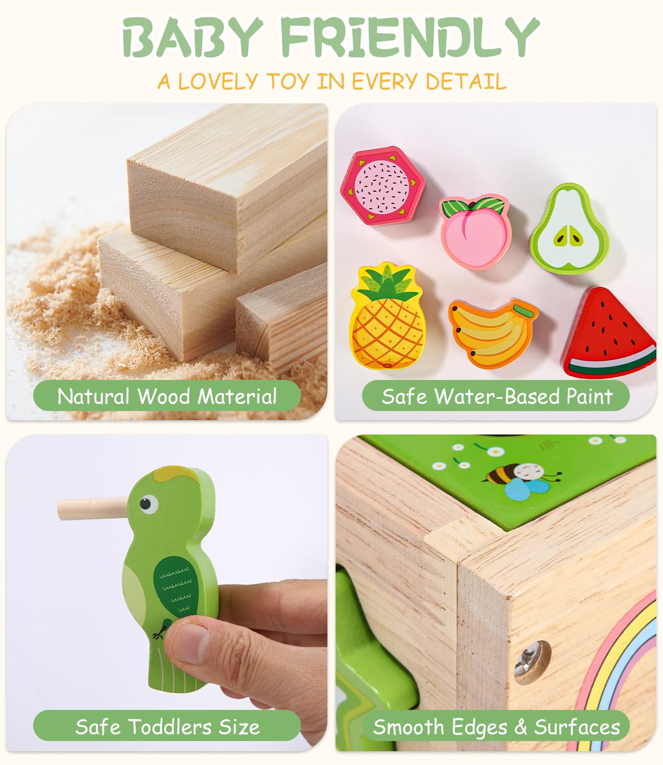 Zaxiva Cube D'Activité 5 En 1 En Bois | Jouet Montessori 49 Pièces Pour Enfants 18 Mois Et Plus | Apprentissage Motricité Fine