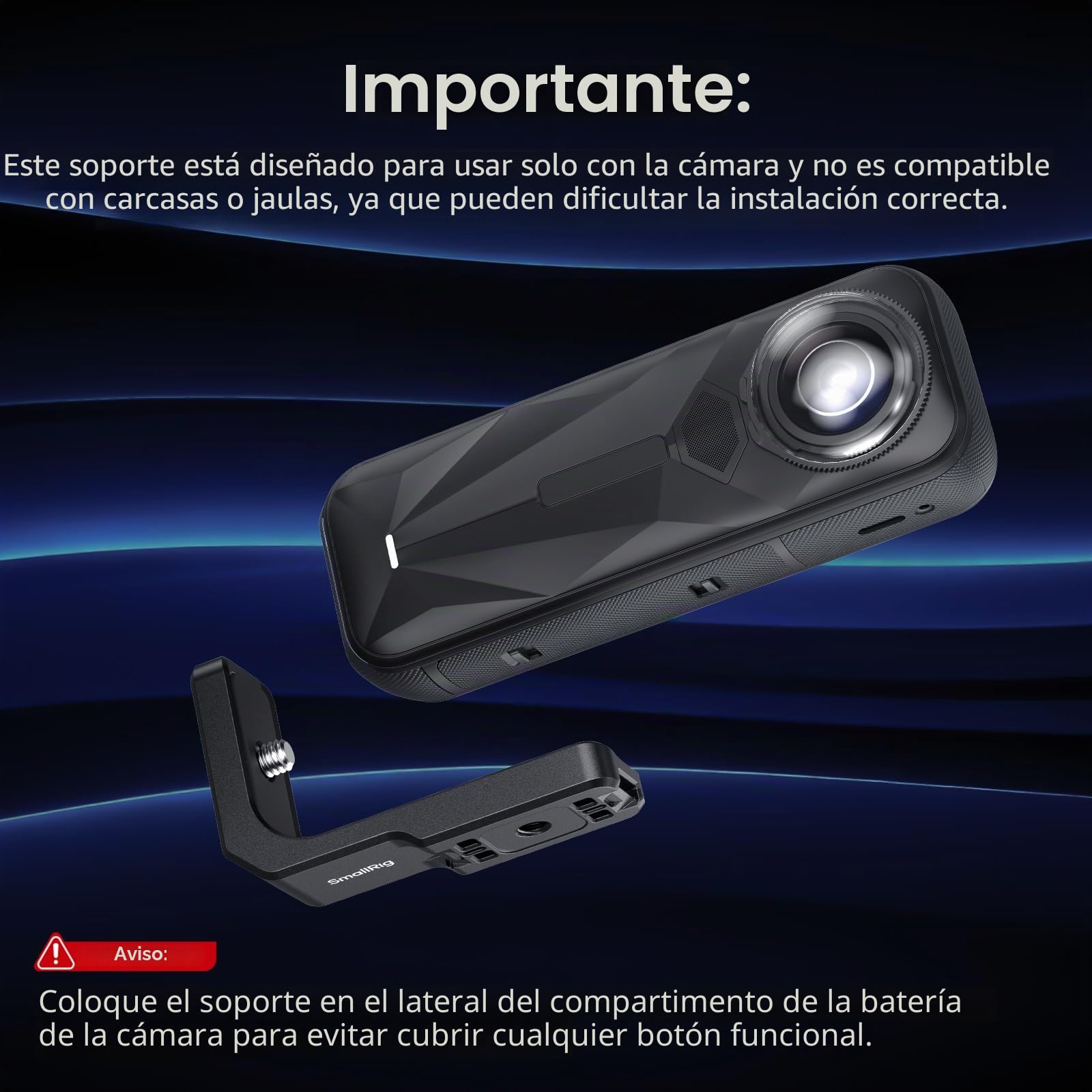 SMALLRIG Soporte de montaje vertical-horizontal para Insta360 X5 / X4 Air / X4 / X3, soporte vertical de montaje rápido con rosca de 1/4''-20 - 5824
