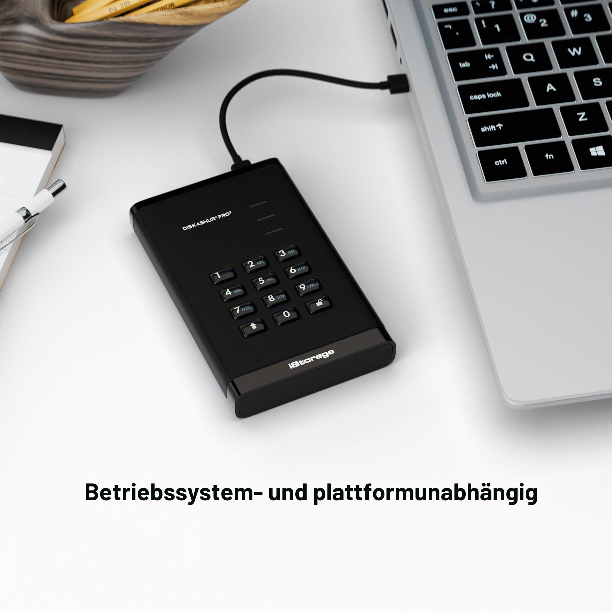 iStorage diskAshur PRO3 SSD 1 TB – sicheres, tragbares Solid-State-Laufwerk – FIPS Level 3 zertifiziert – passwortgeschützt – staub-/wasserdicht – Hardware-Verschlüsselung