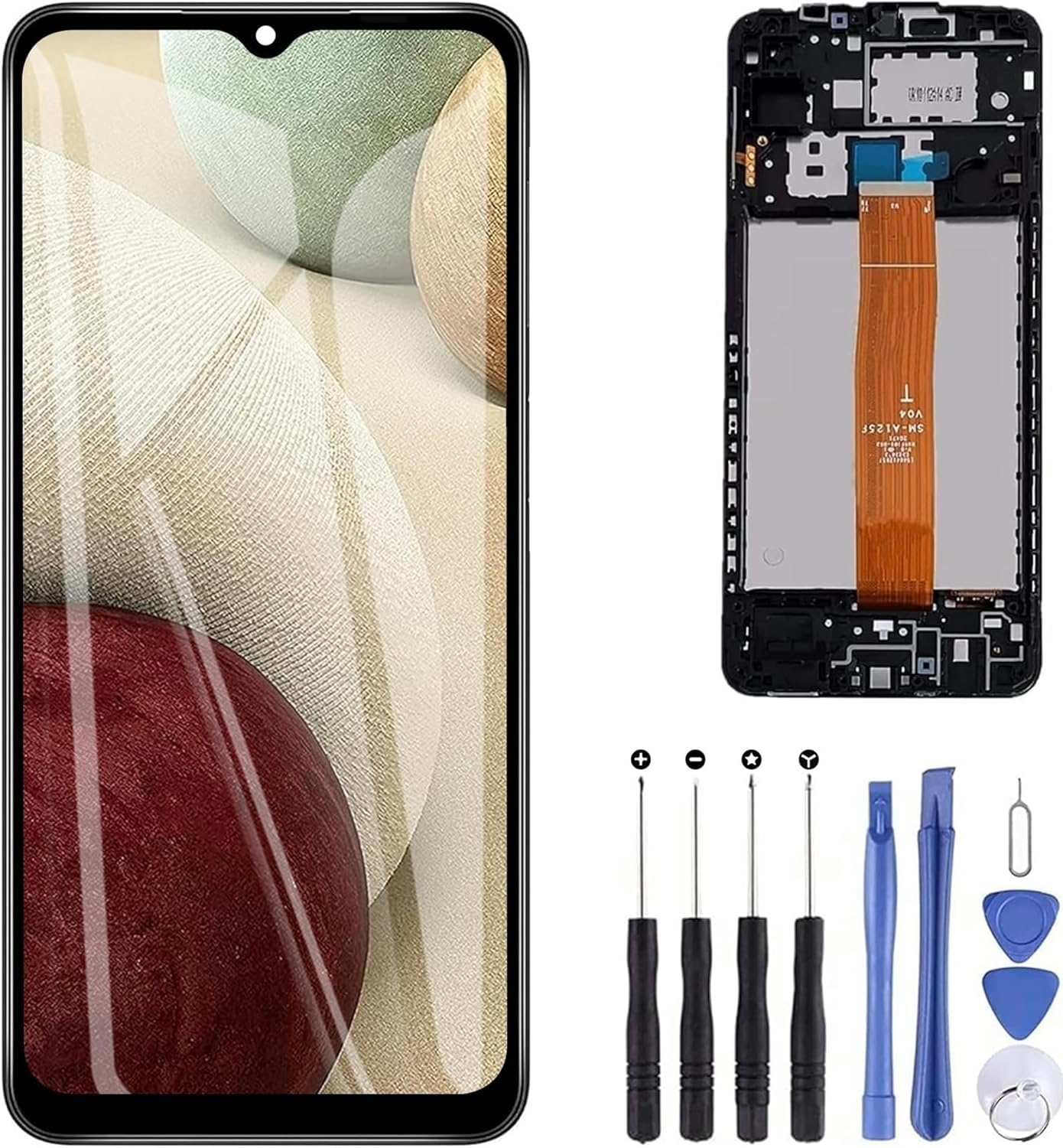 ZOETEC Écran de Rechange pour Samsung Galaxy A12 A125 SM-A125F A125M A125N A125F/DSN A125U 6,5" LCD Tactile Digitizer Assemblée complète avec Cadre Outils de réparation (ne Convient Pas pour A127)