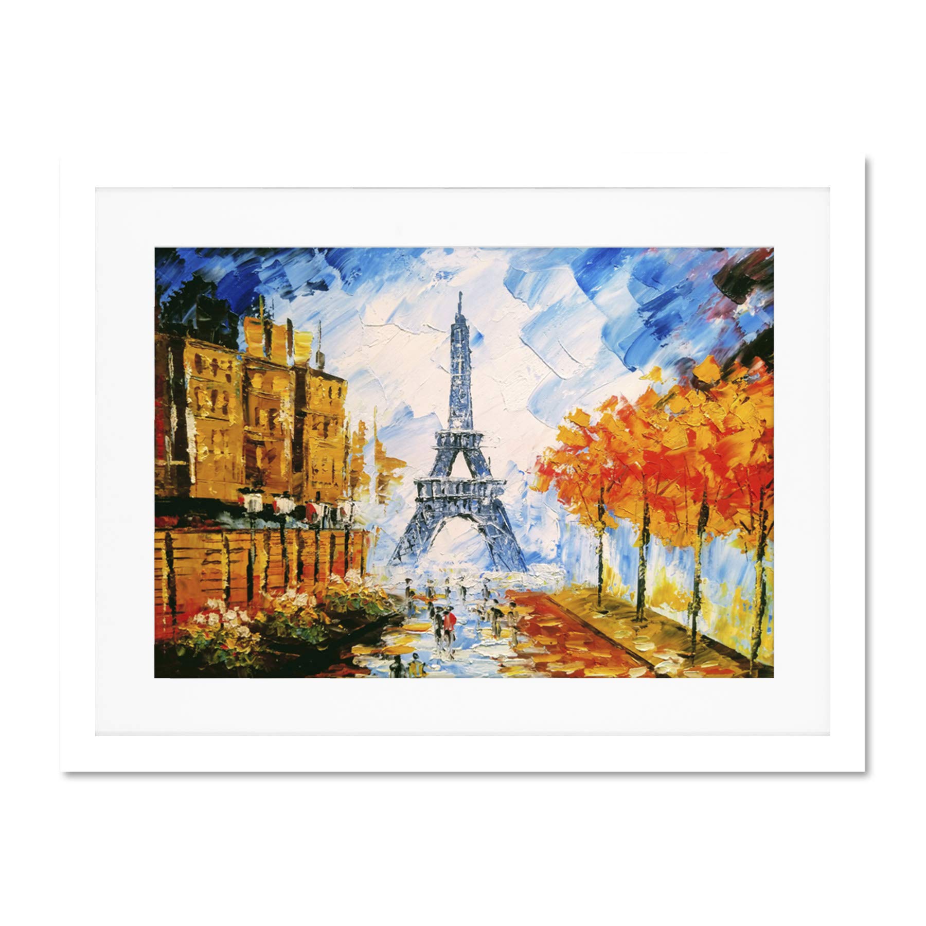 Eiffel Tower Paris Street Large Art Print Poster Wall Decor 18x24 inch Supplied Ready To Hang With Included Mount Brackets