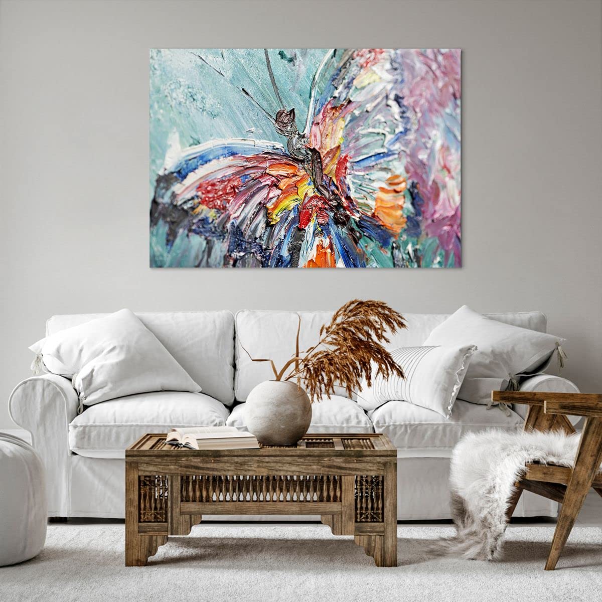 Tableau Toile Perroquet Coloré 70x70cm - Décoration Murale Nature - Cadre Carré Salon/Chambre - ARTTO
