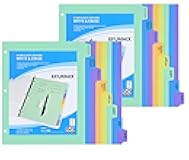 8-Tab Binder-Dividers with Tabs, Write & Erase Divider Tabs for 3 Ring Binders with 3 Holes 8 Pastel Colors, 16pcs, (8 Tabs-2 Pack)