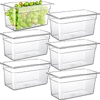 Vista 33 de CURTA Paquete de 6 bandejas de comida NSF, tamaño 1/9 de 4 pulgadas de profundidad, plástico de policarbonato comercial transparente apto