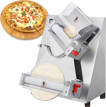 Commercial Pizza Dough Roller Sheeter, Max 11, Automatic 370W Electric Pizza Dough Roller, Stainless Steel, Suitable for Noodle, Pizza Bread and Pasta Maker Equipment