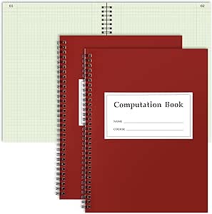2-Pack Engineering Computation Notebooks - 4x4 Quad Ruled Green Paper, 11.75x9.25 Inch