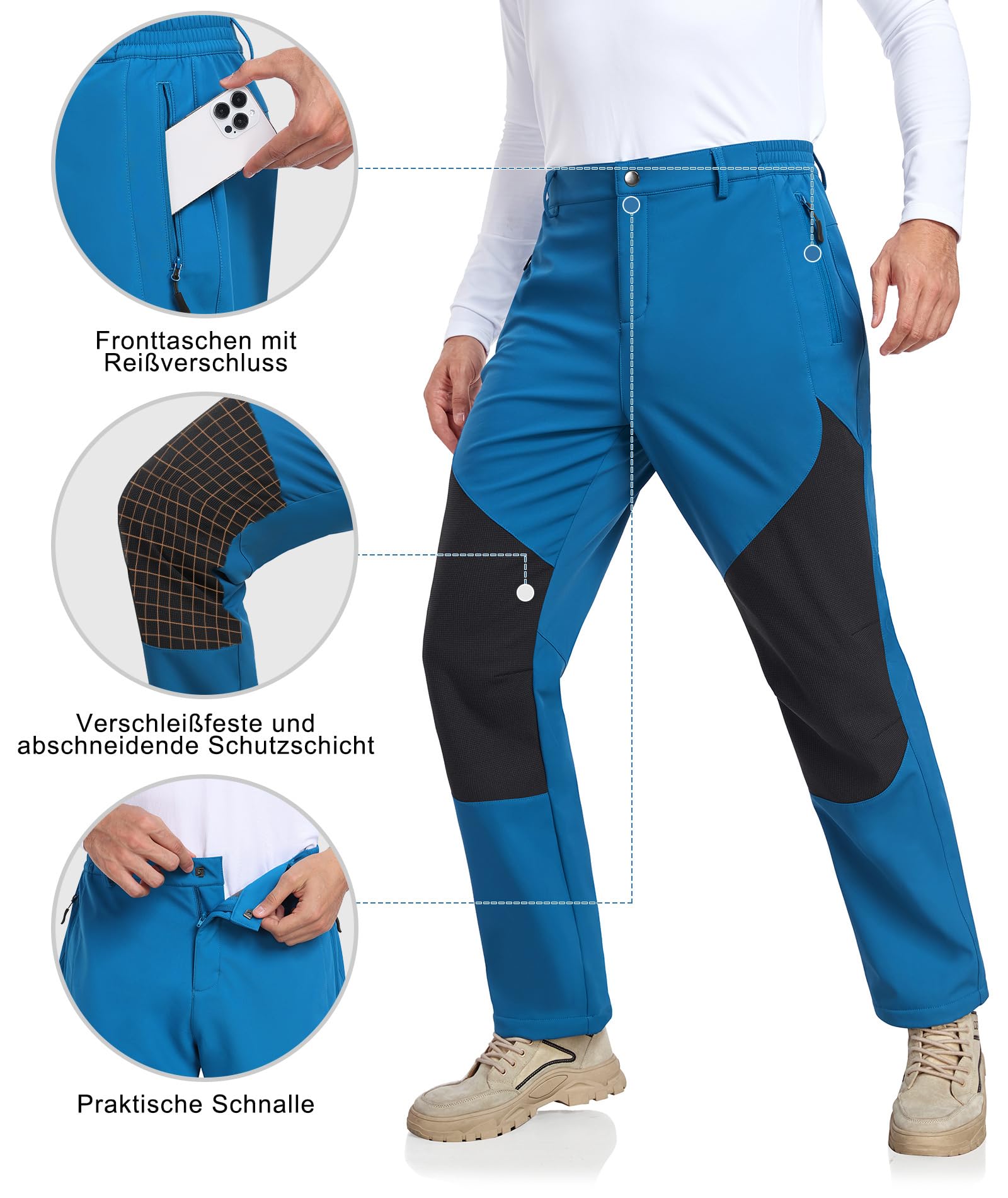 Djtnzdm Pantaloni da Lavoro Uomo Invernali Pantaloni Trekking Antipioggia Impermeabili Termici Pantaloni Neve Sci Snowboard Caldo Antivento Tasca con Cerniera (Loose Fit)