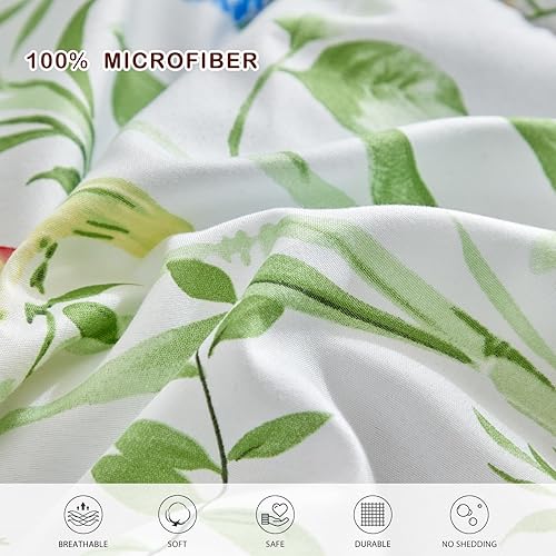 Miniatura 7 de Joyreap Bed in a Bag - Juego de sábanas de edredón floral de 7 piezas, hojas coloridas sobre blanco para todas las estaciones, juego de ropa de cama