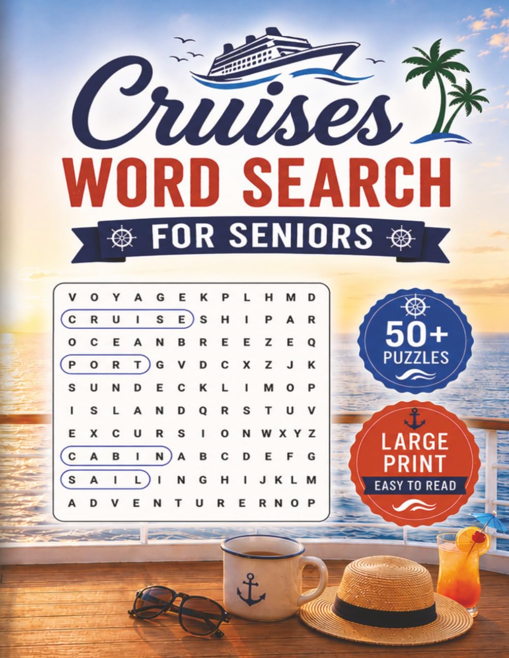 Large Print Cruises Word Search Puzzle Book For Seniors: Word Searches with Easy-to-Read Large Print about Cruises, Ocean Voyages & Travel Adventures ... 50+ Puzzles | Gift for Seniors, Cruise Lovers