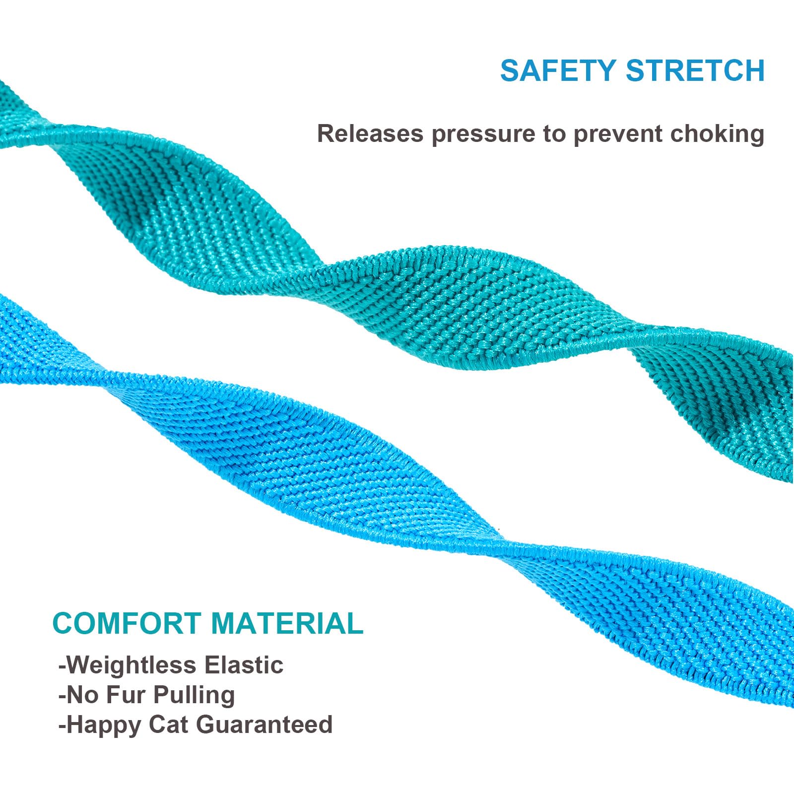 Petiry 2-Pack Elastic Cat Collars with Bell,Non-Breakaway, Quick-Release Buckle Design, Colorful Blue & Teal for Kittens Cats - Image 4