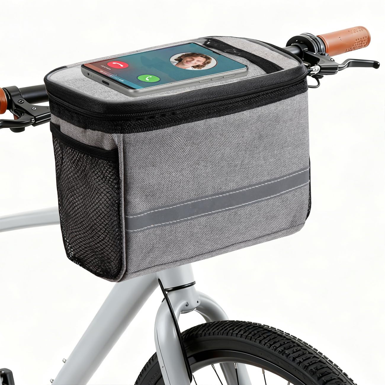 Bike Handlebar Bag - Front Basket with Bike Phone Mount, Bicycle Cooler Pouch Pack for Kids Girls Boys Men Women
