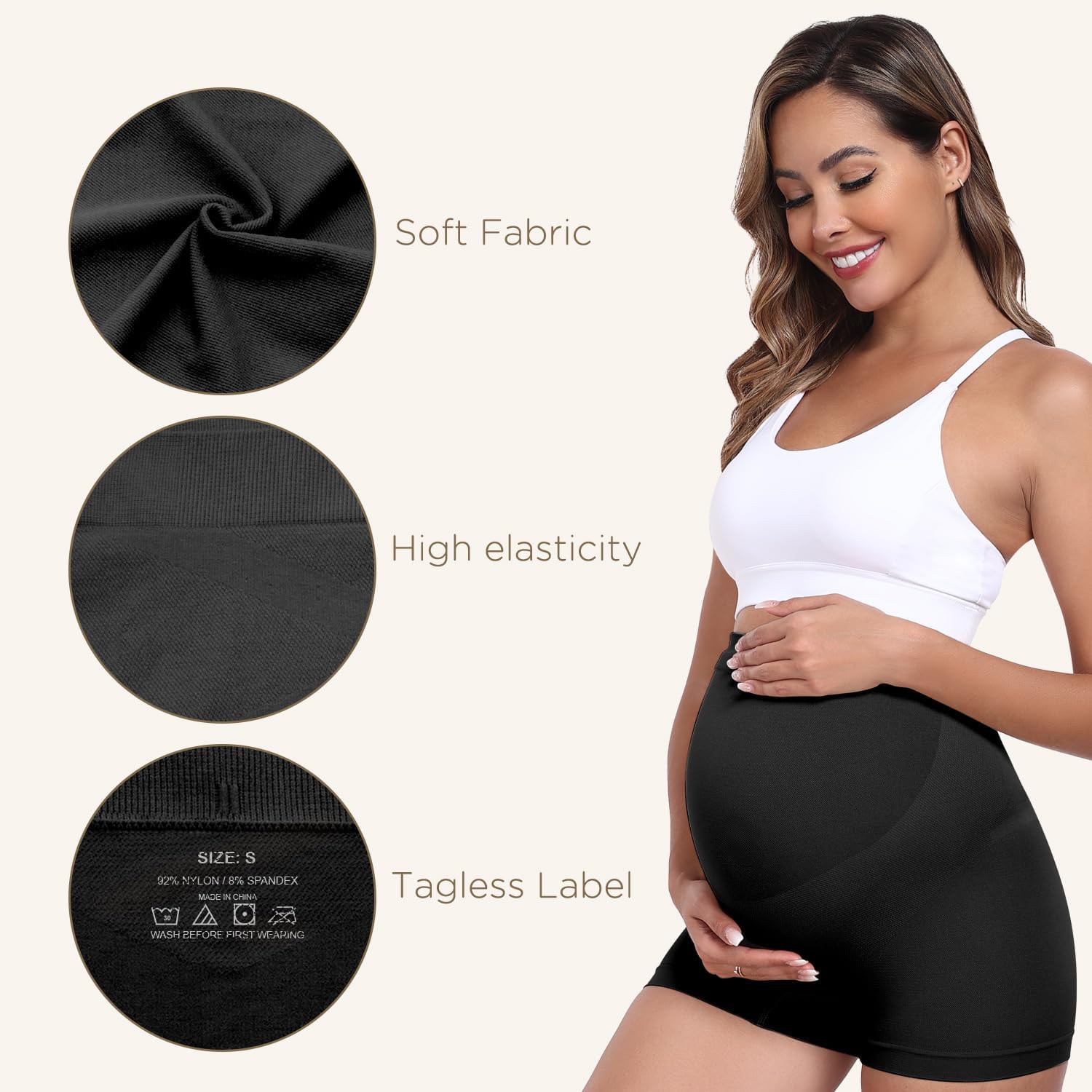 Seamless Maternity Underwear Over Belly Support Boyshorts, Pregancy Shapewear Panties for Women 4-Pack - Image 6