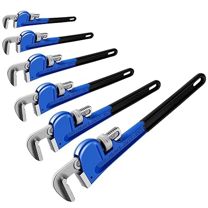 Gisafai 6 Pcs Heavy Duty Aluminum Straight Pipe Wrench Set 8
