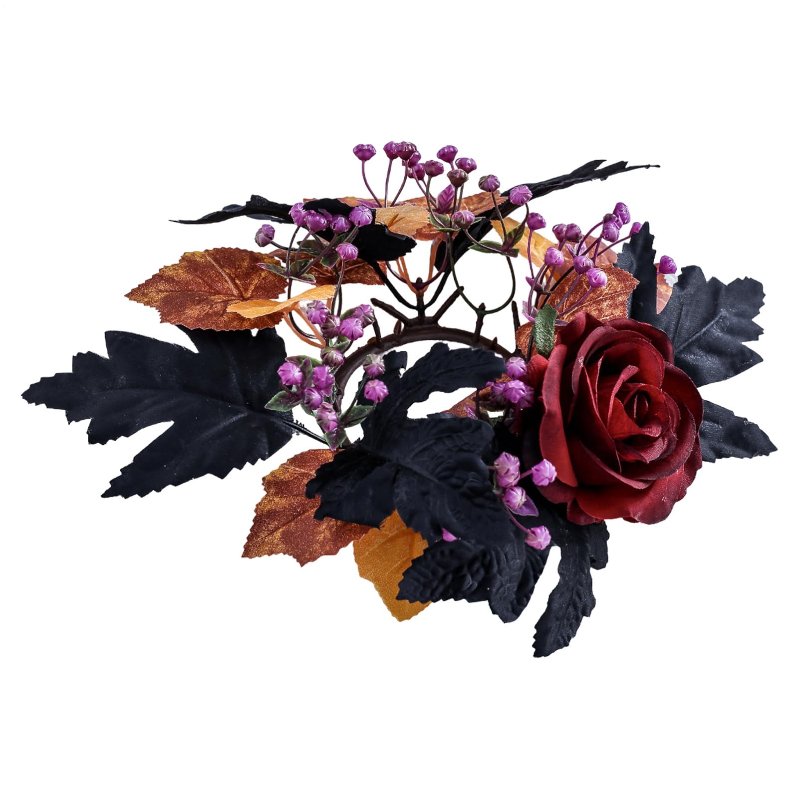 Anillos de Corona para Velas | Portavelas de Flores Artificiales para Columna - Centro de Mesa para Halloween Fiestas Cocina Chimenea