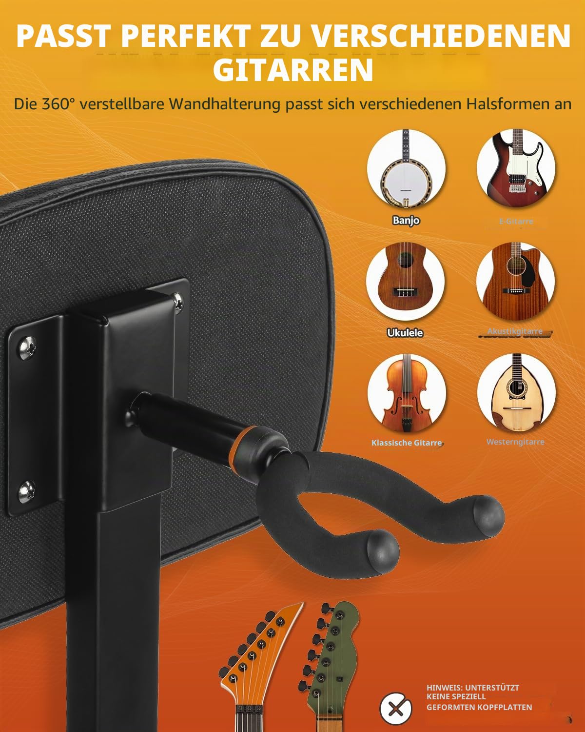 STRICH Gitarrenhocker mit Rückenlehne, höhenverstellbarer Gitarrensitz mit Aufhänger für Akustik, Bassgitarren, Gitarren & Bass Zubehör, SGT-30B