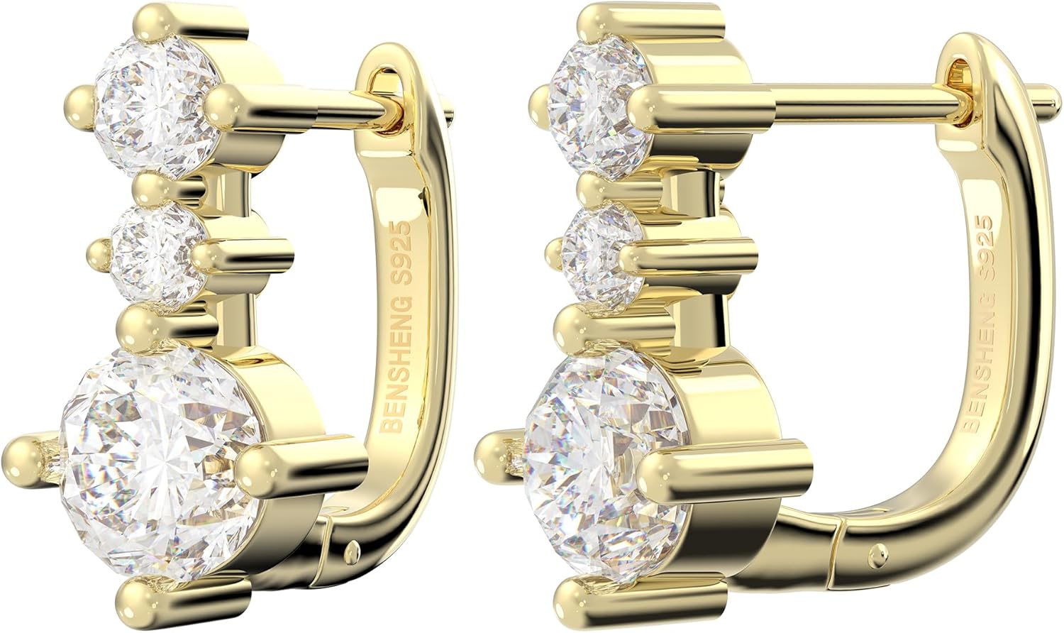 925 Sterling Silver Round Moissanite Small Dainty Huggie Earrings | Graceful Lightweight Huggie Hoops 丨Hypoallergenic Classic Jewelry Gift for Women