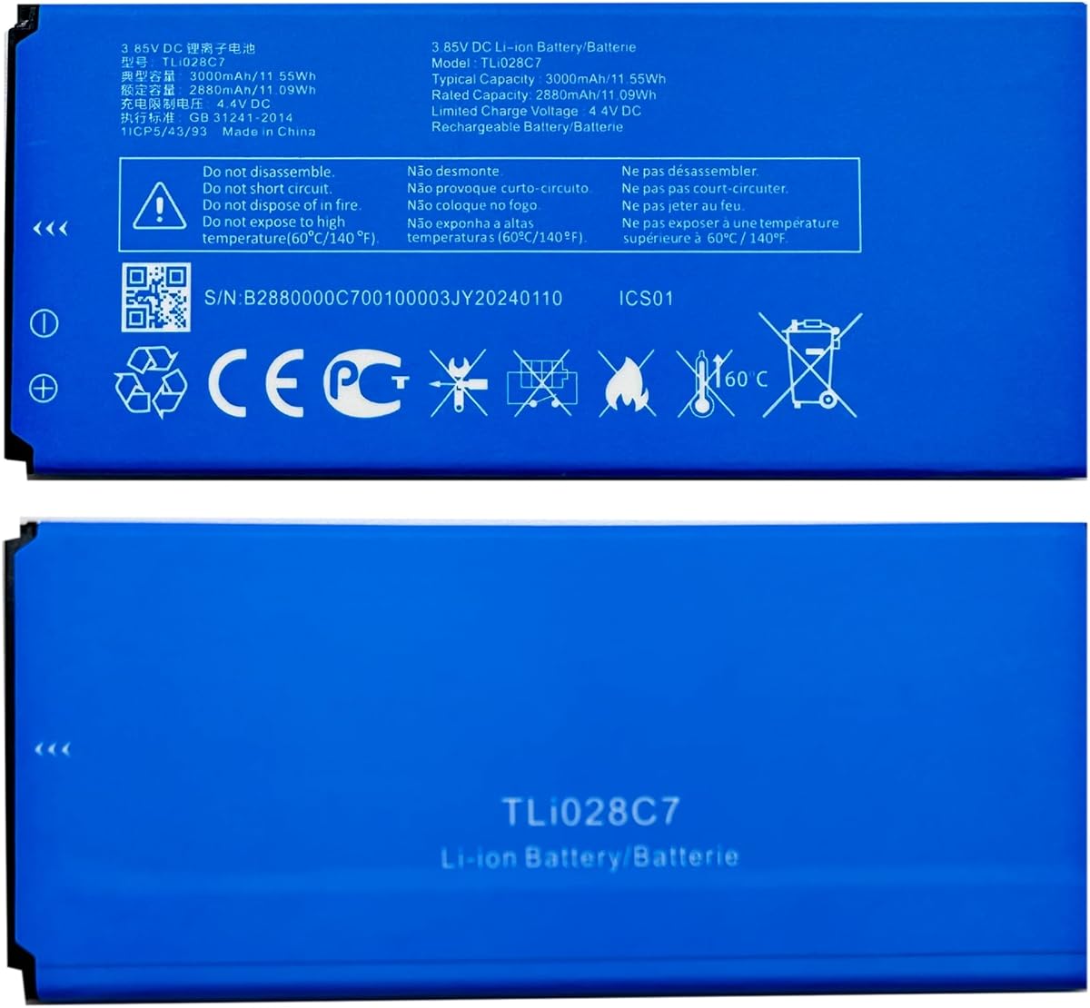 TLi028C7 Battery for TCL IONX T430W Alcatel per 1A 1B Year 2020 Phone 5002H Tracfone A3 A509DL,Rechargeable 0 Cycle Battery Compatible with TCL IONX T430W1B Year 2020 Phone 5002H