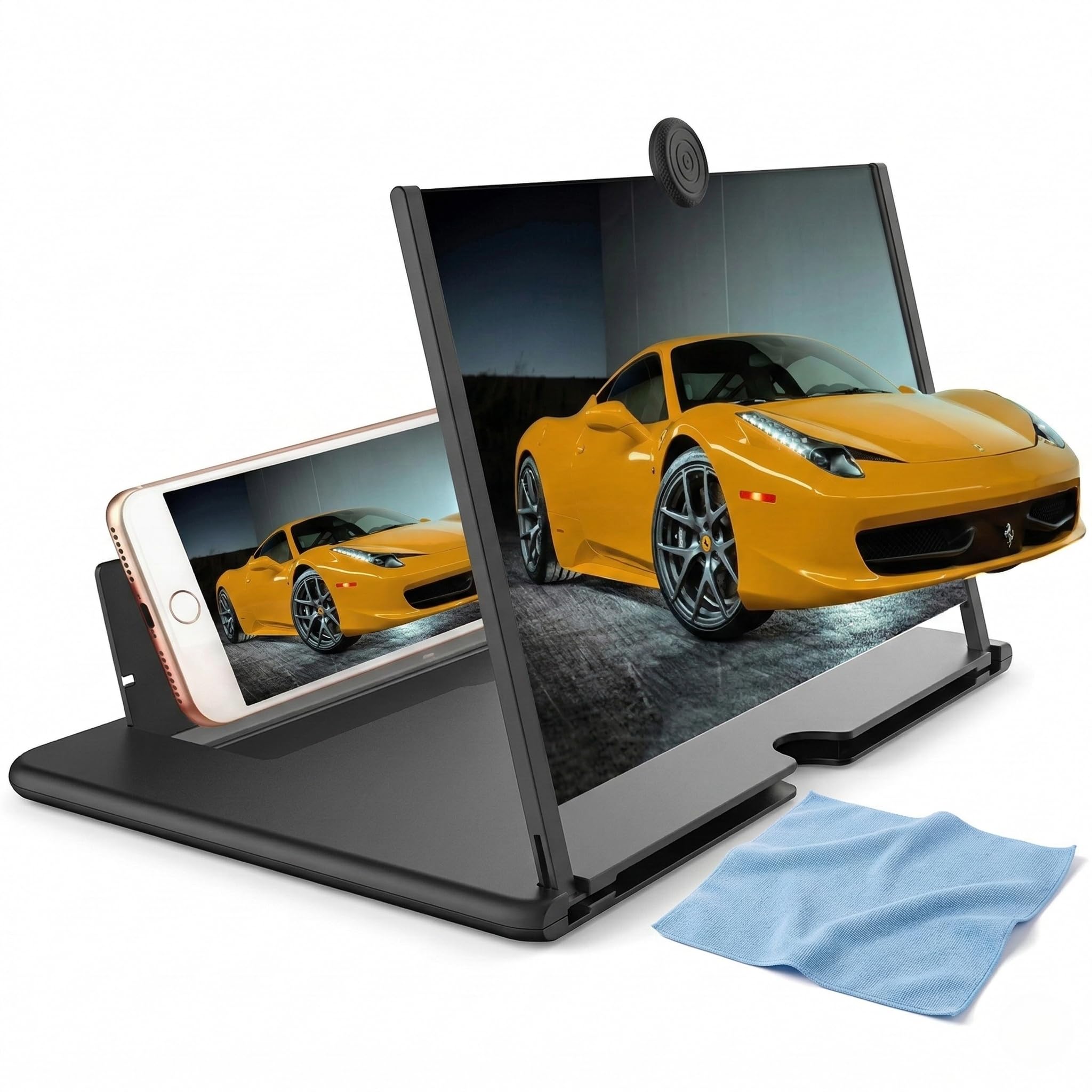 8 Inch Phone Screen Magnifier for Smartphone – HD Mobile Screen Amplifier with Foldable Stand | Portable Phone Projector for Movies, Videos, Gaming & Study | Eye-Protection Display | Includes Microfiber Cleaning Cloth-image-4