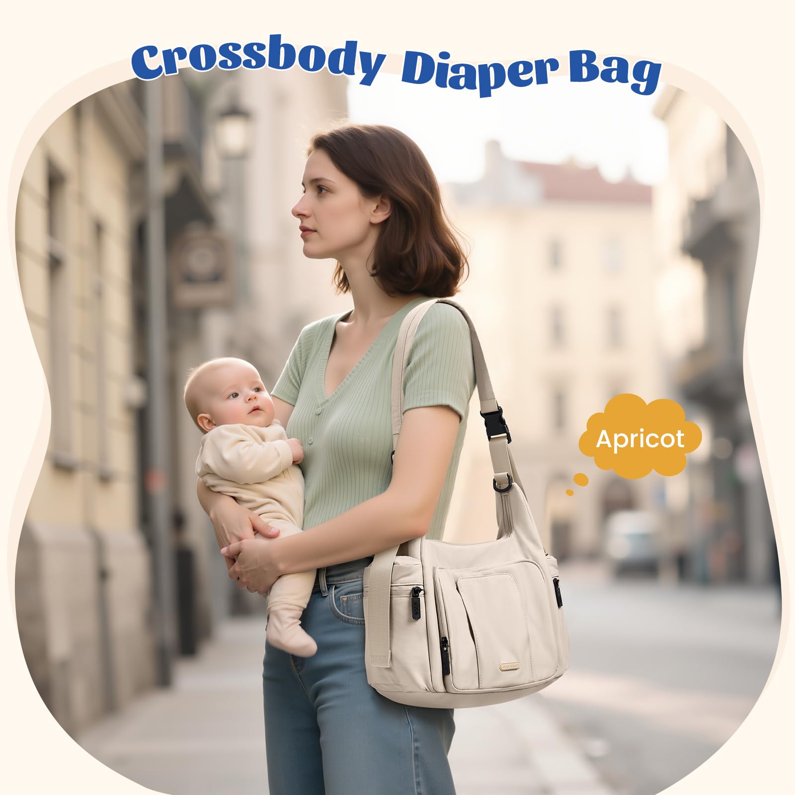Borsa per pannolini Puffer 14L, borsa da viaggio grande capacità, tracolla ospedale per mamma