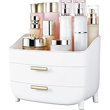Vtopmart 3-Tier Skincare Makeup Organizer with Drawers for Vanity and Bathroom Countertop, Large Cosmetic Storage Box Case for Dresser, with Non-Slip Base