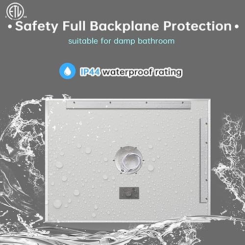 Miniatura 4 de Espejo LED de tocador de baño de 20 x 28 pulgadas con marco blanco, retroiluminado y frontal, tricolores, regulable, antivaho (apagado automático)