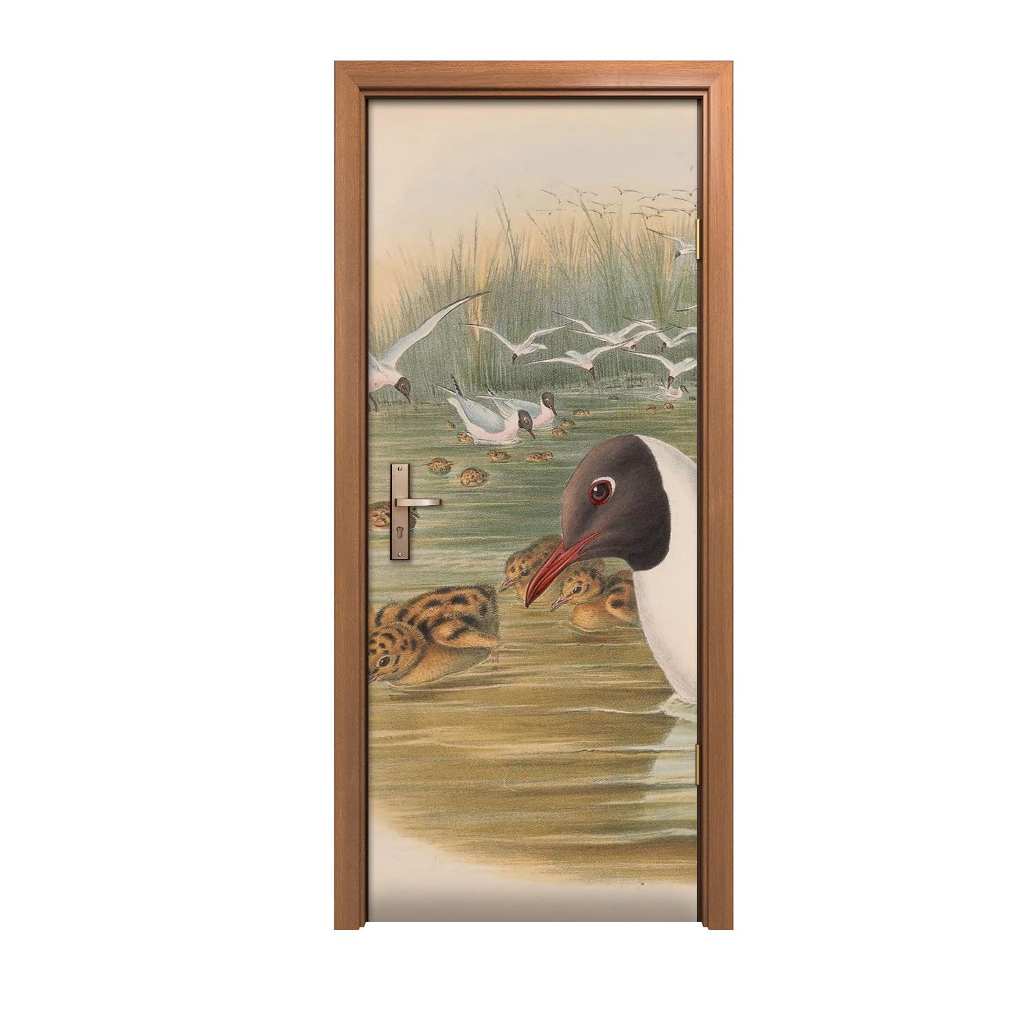 Autocollant de porte 90x200cm animaux d'oiseaux au fini mat élégant pour de la haute déco