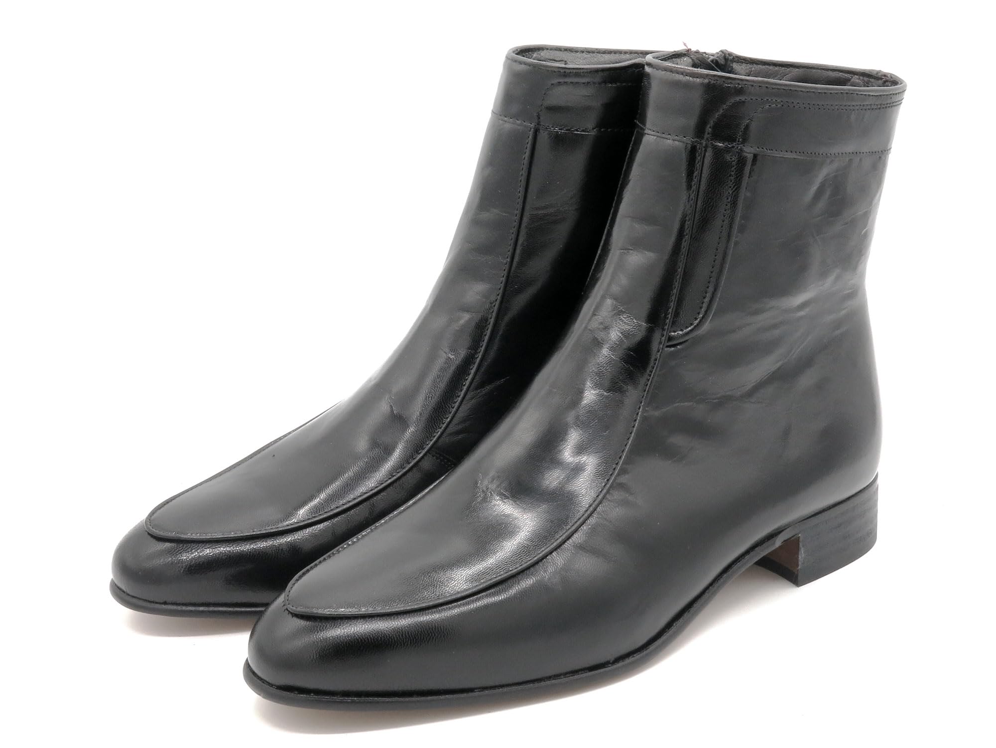 Botas de hombre Zapatos de negocios con suela de cuero Botines con cremallera