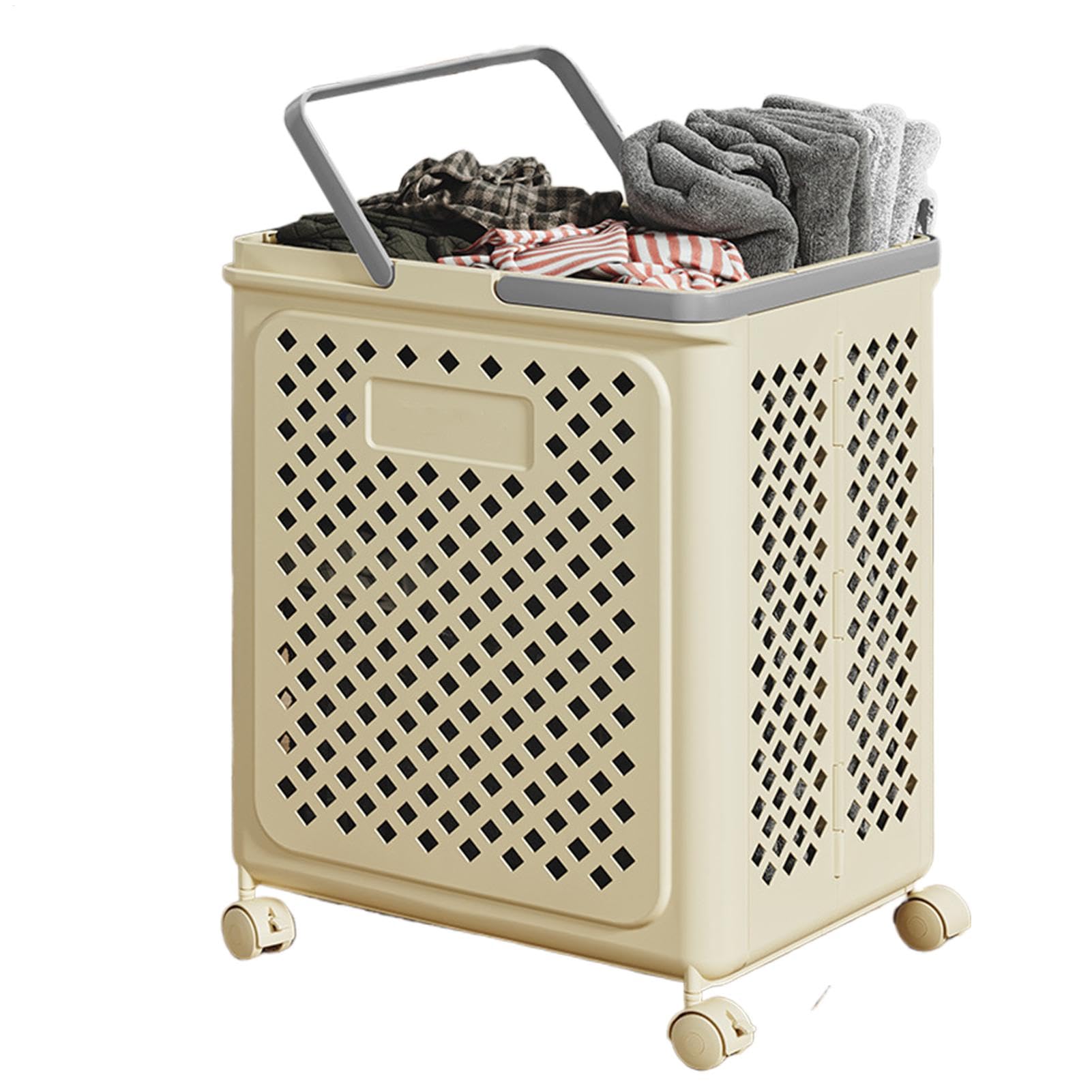 Cesto para la colada con ruedas, Cesto para la colada con ruedas,Cesta de lavandería plegable con ruedas | Cesto para ropa resistente, cestas para la colada que ahorran espacio para el
