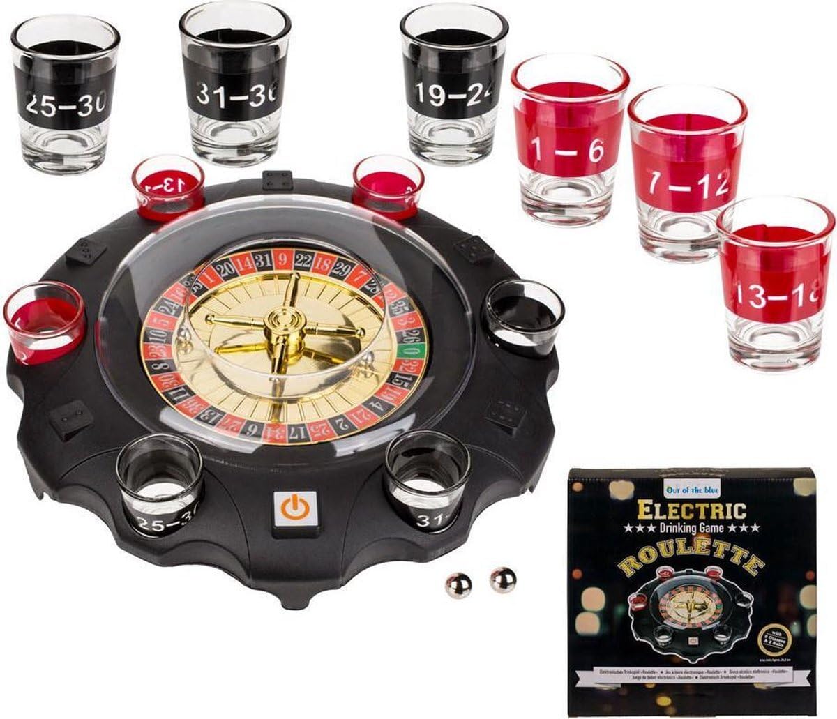 Out of the blue Roulette Electronic Alcohol Game with 6 Glasses, Multicoloured, D: approx. 26.5 cm