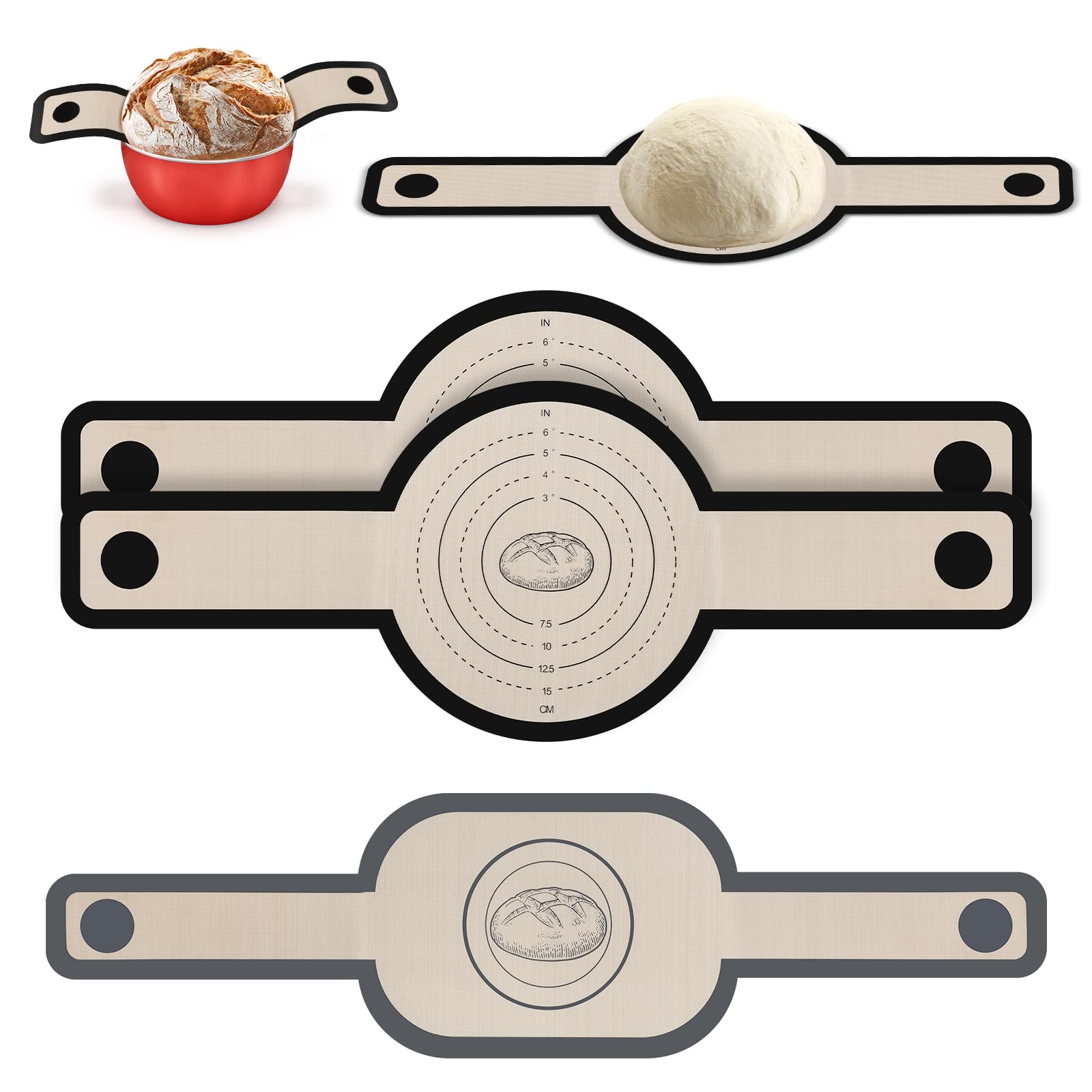 Lot 9 Accessoires Silicone Dutch Oven – Supports Cuisson, Fouet Pâte, Lame à Pain, Antiadhésif Réutilisable Orange