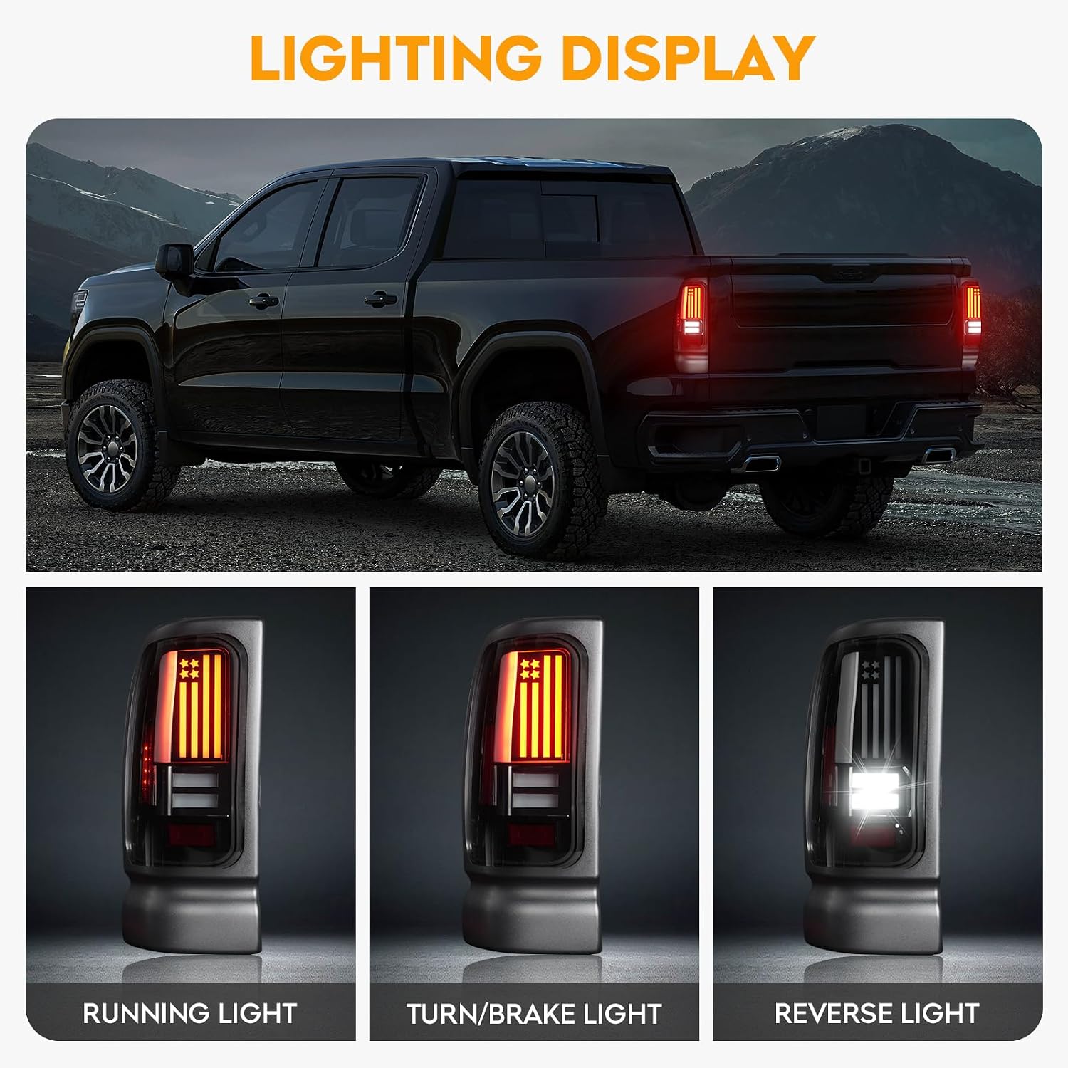 LED Tail Light Fit for Ram 1500 1994-2001, for Ram 2500 3500 1994-2002, Driver and Passenger Side Taillights, Rear Taillight Assembly, Smoke Lens