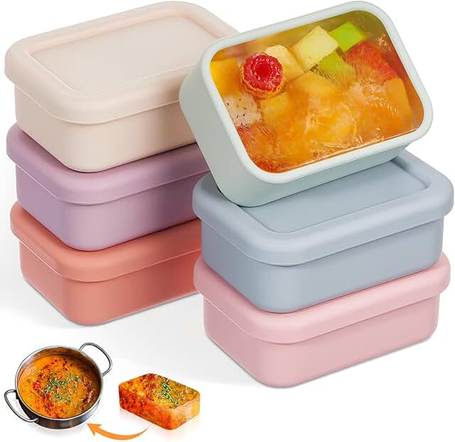 6 Packs 1 Cup Silicone Soup Freezer Molds with Lid Silicone Soup Freezer...