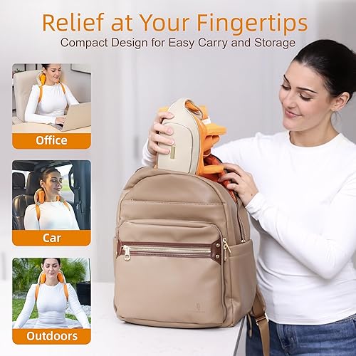 Miniatura 7 de Masajeador inalámbrico de cuello y hombros con indicaciones de calor y voz, compacto y ligero, masajeador Shiatsu de cuello y espalda de tejido