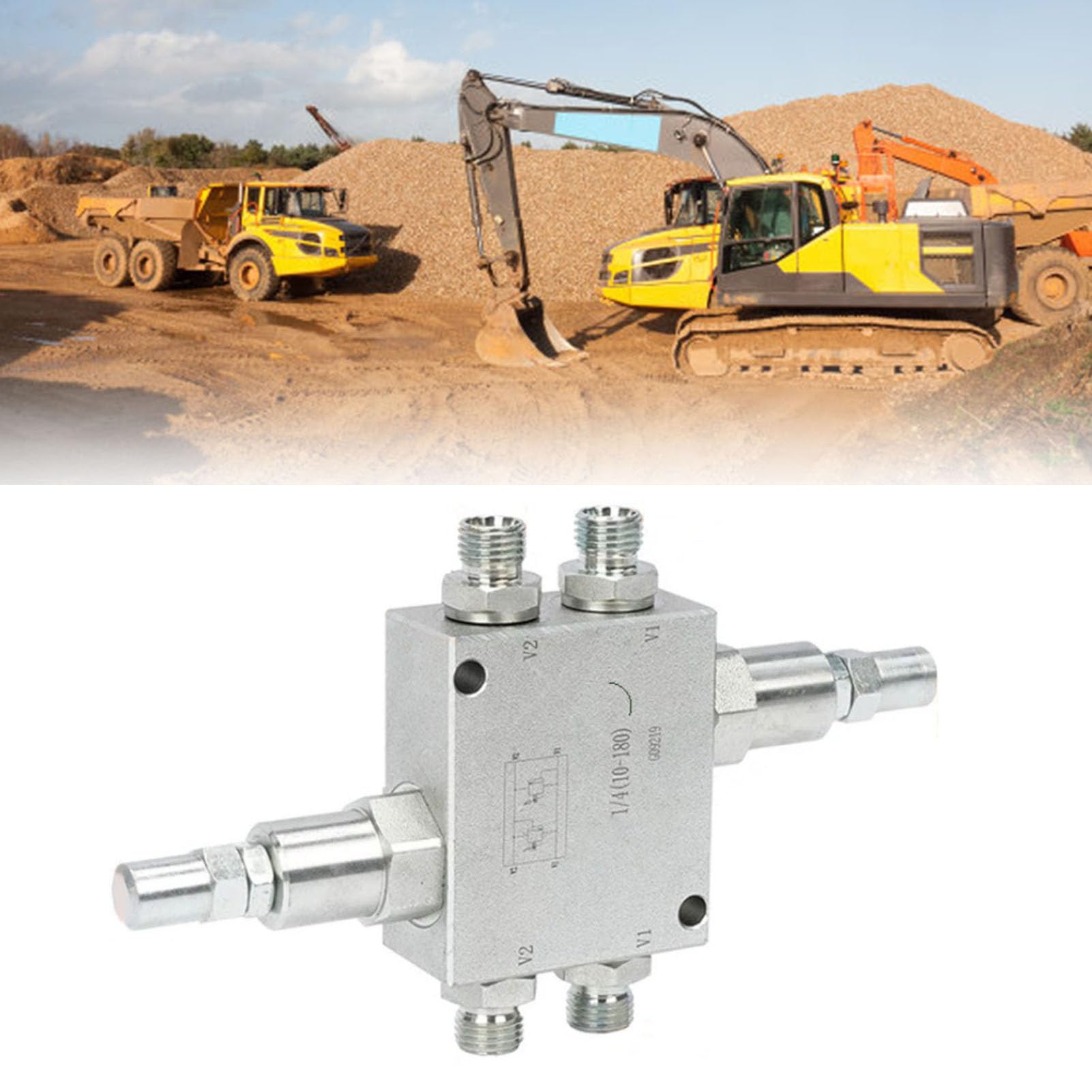 banapoy Kit de Válvula de Amortiguación Hidráulica para Miniexcavadora, Válvula de Amortiguación para Miniexcavadora de Acero de Aleación de 1/4 de Pulgada, de de Doble Vía con Fácil Instalación para
