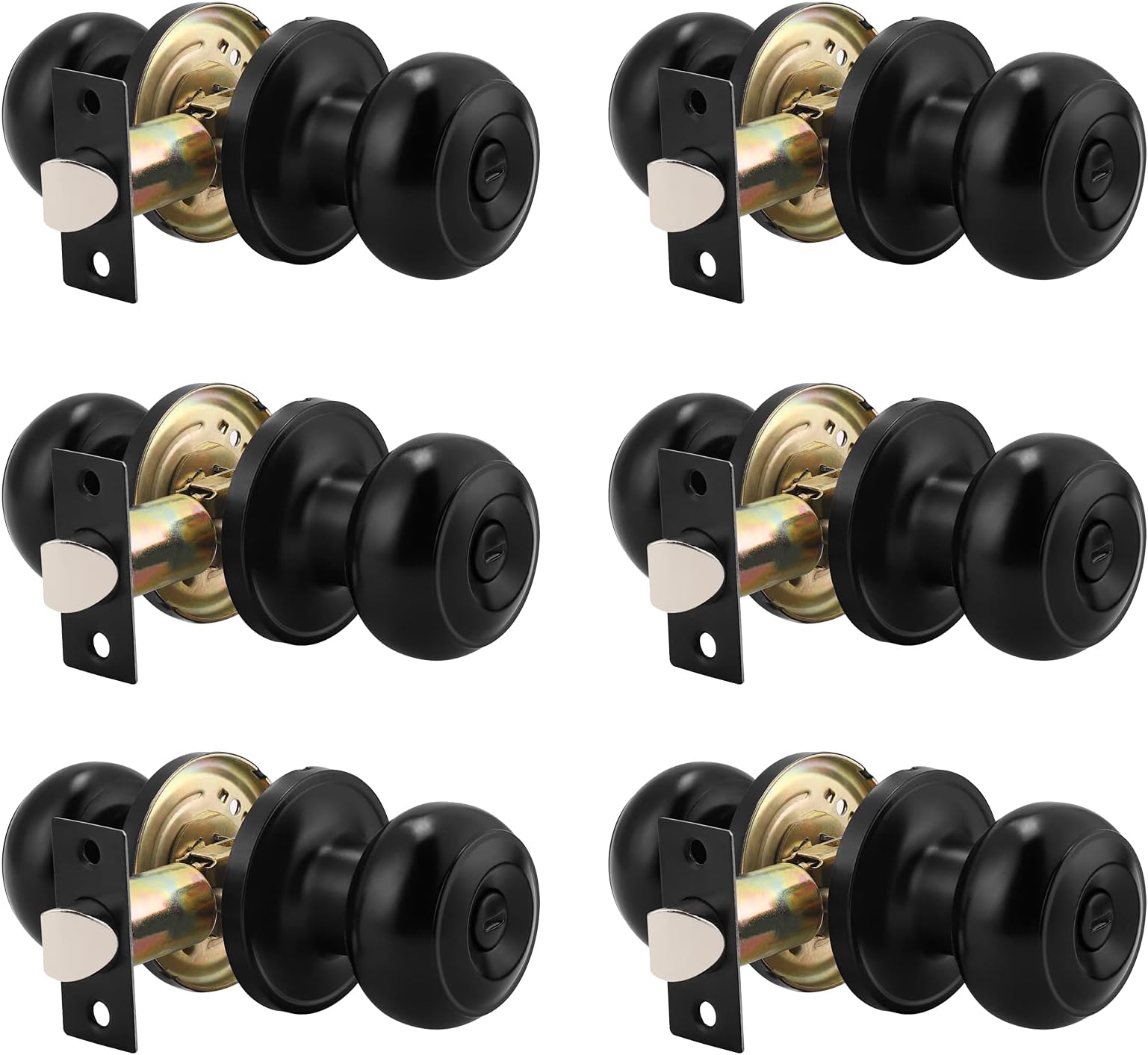 15 Pack Round Privacy Door Knobs Bulk Matte Black Door Knobs Interior