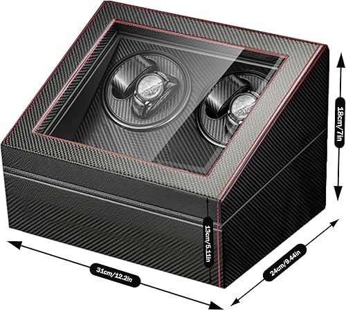 Miniatura 3 de SHZICMY Caja enrolladora de reloj con motor bidireccional silencioso, 4 compartimentos giratorios + 6 de almacenamiento, enrollador automático