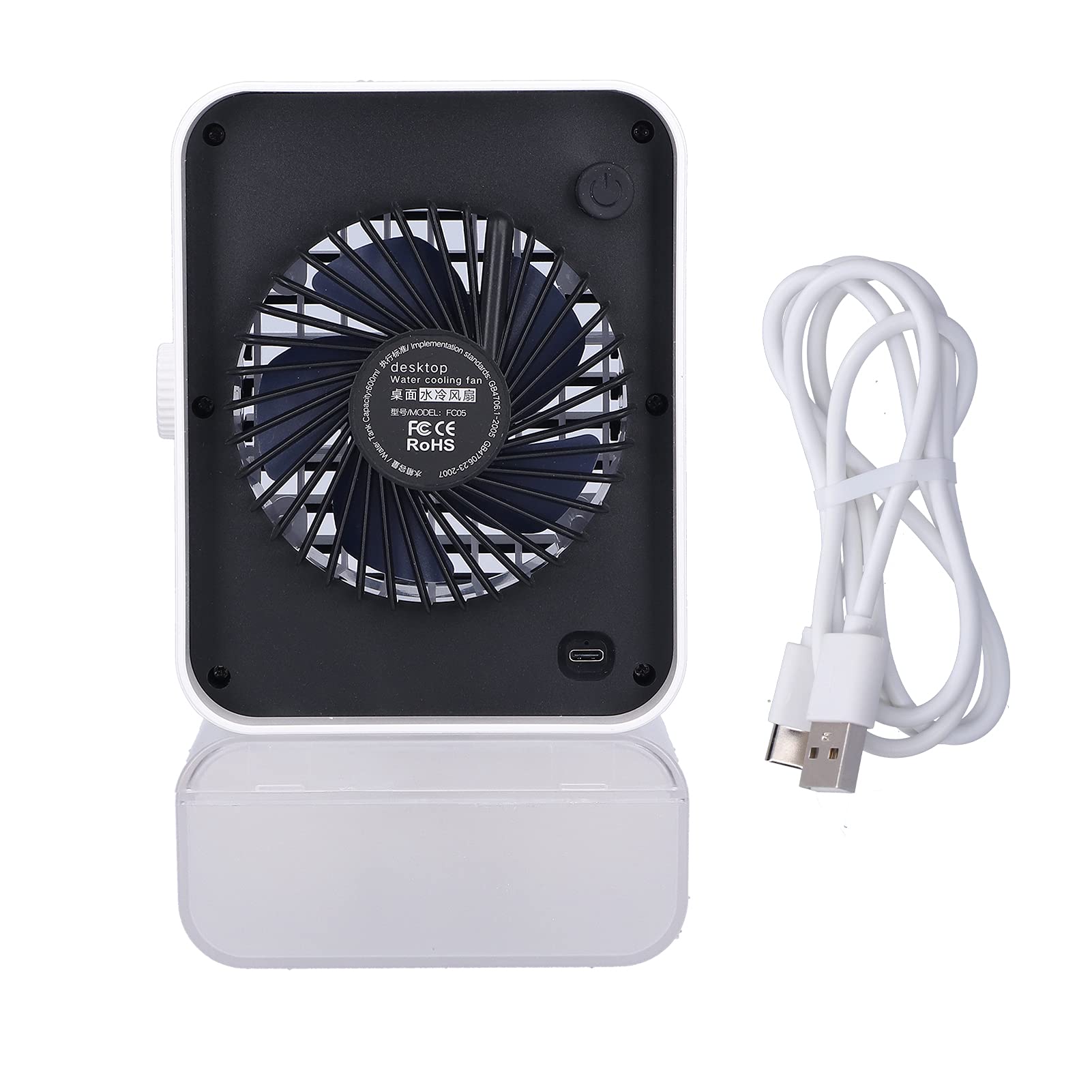 Aire Acondicionado Portátil Enfriador Evaporativo Ventilador de Refrigeración Alimentado por USB 3 Velocidades 600 Ml Tanque de Agua Humidificador Ventilador Pulverización Luz
