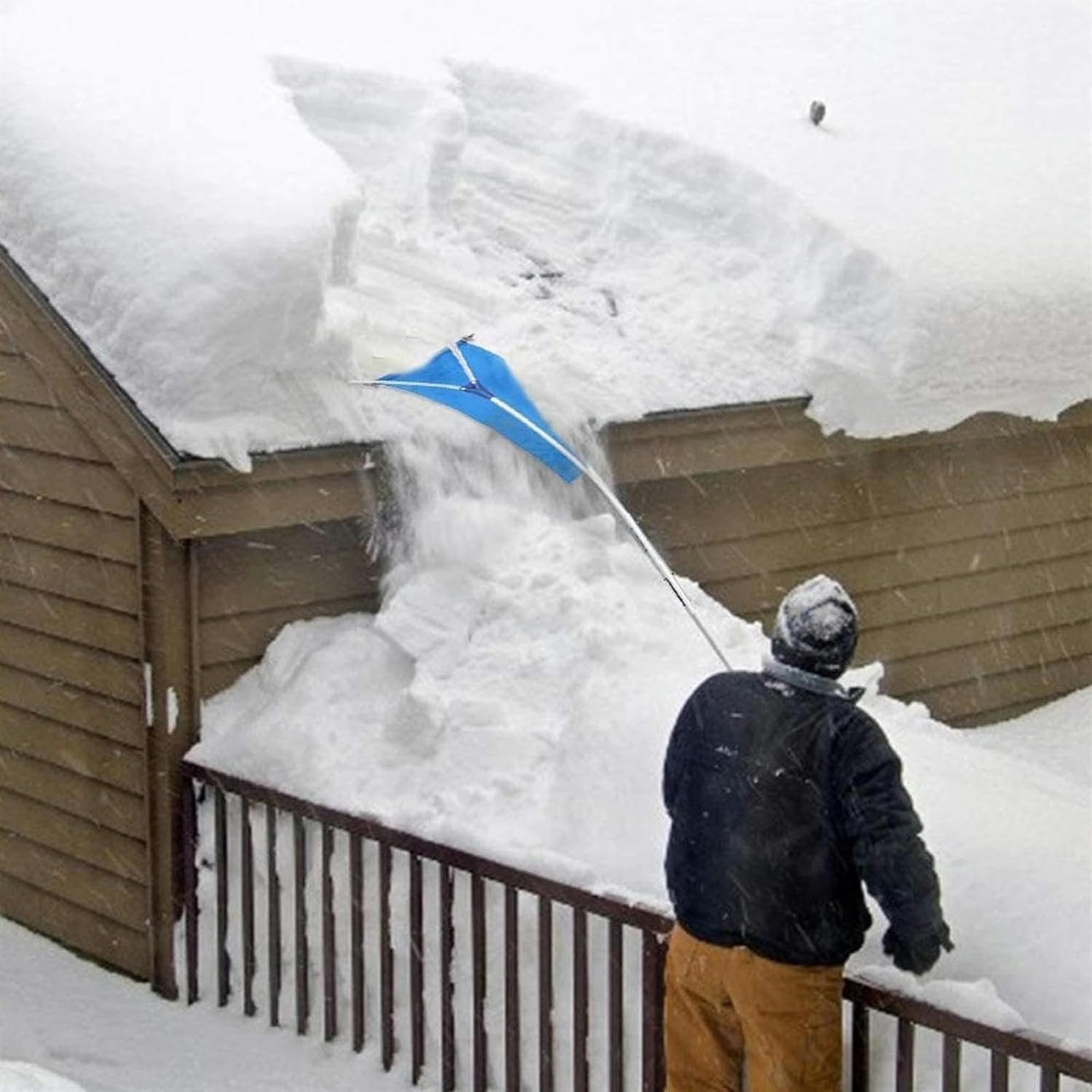 JOCHEN Pala de Nieve retráctil para techos Exteriores de 20 pies, Palo de Aluminio, Herramientas para Quitar Nieve, Herramienta para Quitar Nieve en Invierno, Pala de jardín Plegable