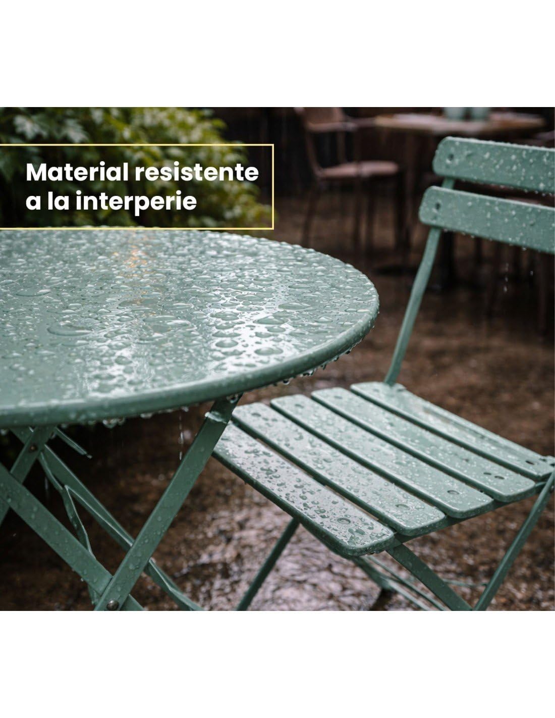 Set Bistró Plegable Arles Metalico | Mesa y 2 Sillas de Exterior e Interior Resistente | Muebles de Jardin, Balcón y Terraza — view 7