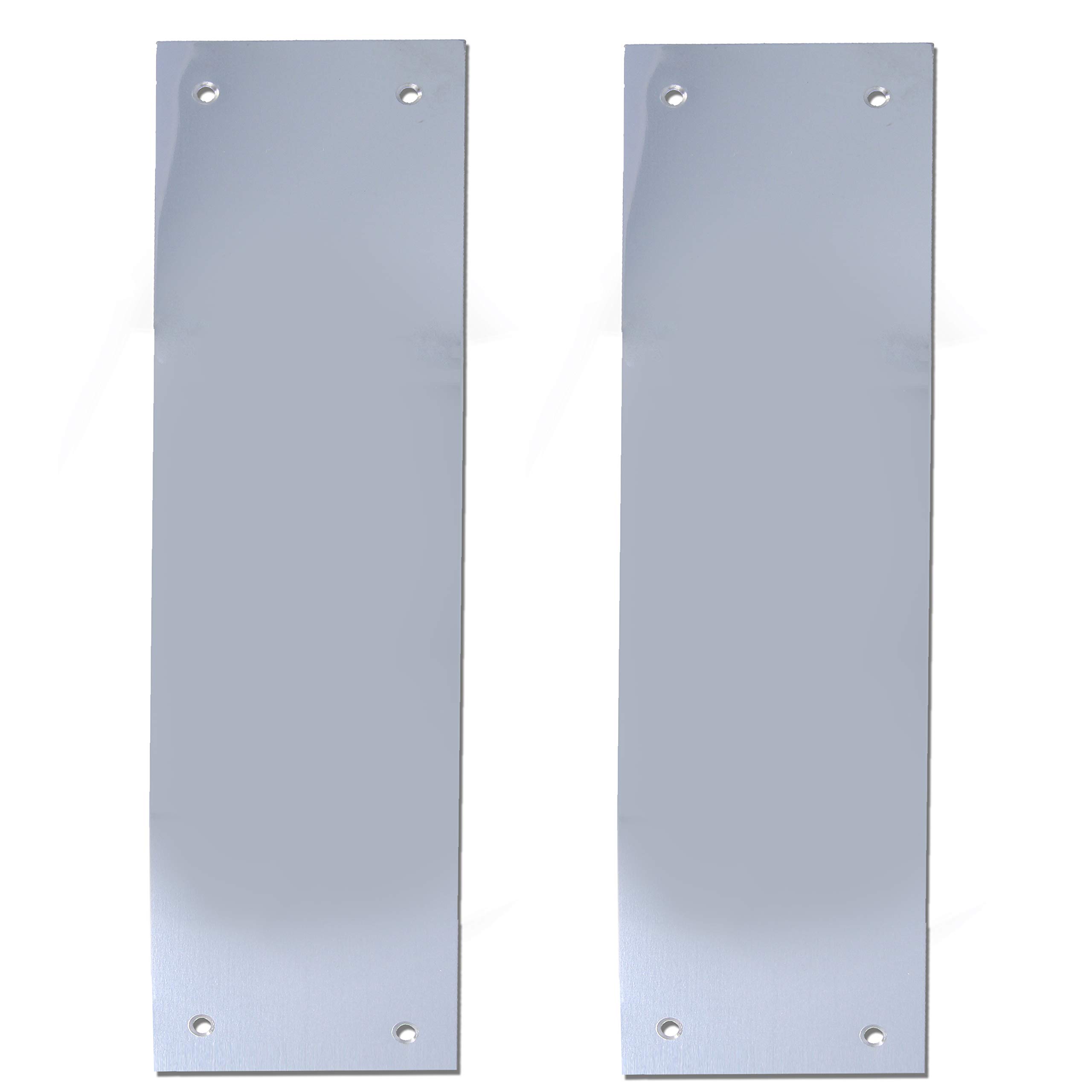 2X Large Polished Chrome Finger Plates Plain Silver Push Panels