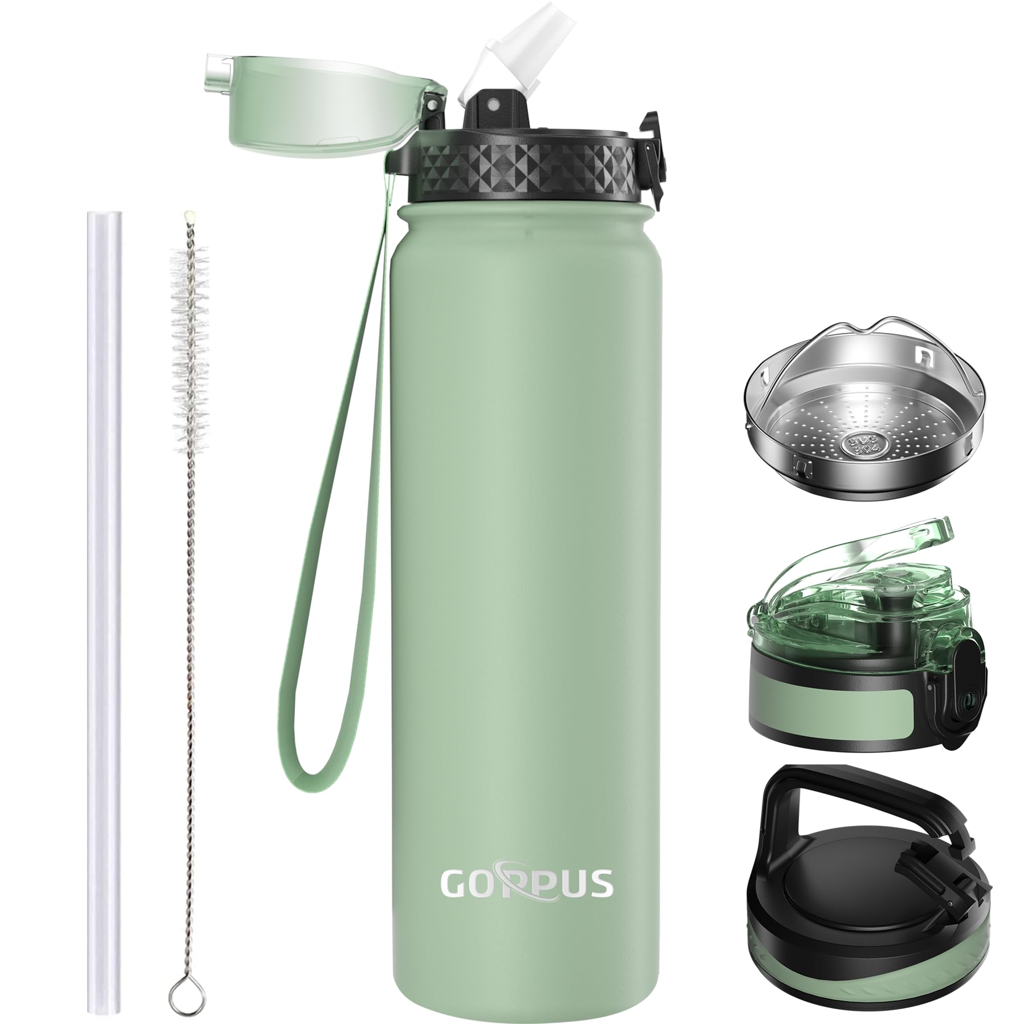 Borraccia Termica GOPPUS 1L Acciaio Inox - Doppia Parete, Con Cannuccia, A Prova Di Perdite - Foto 6