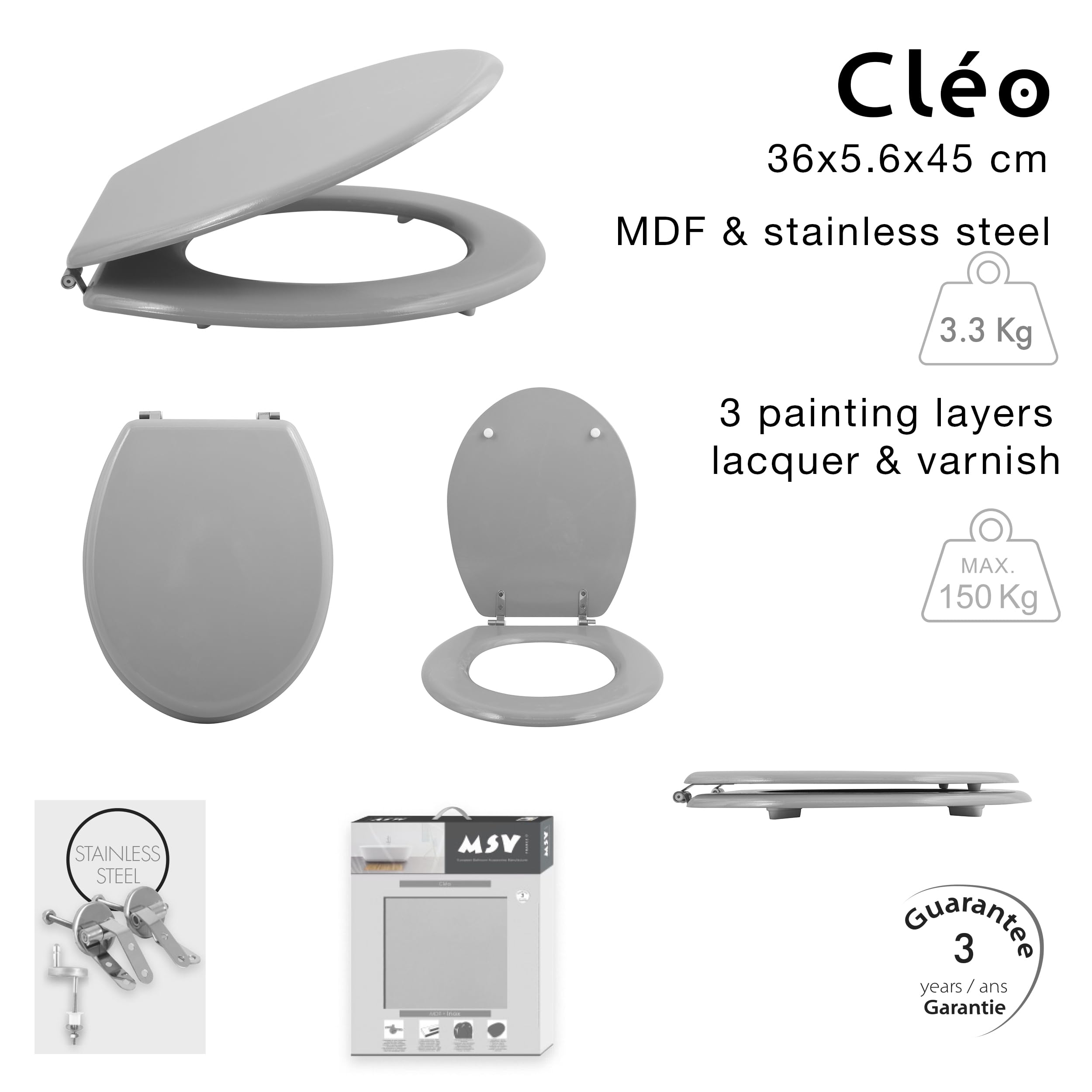 MSV Abattant WC MDF CLÉO Roug - Charnièrs Inox au millur prix