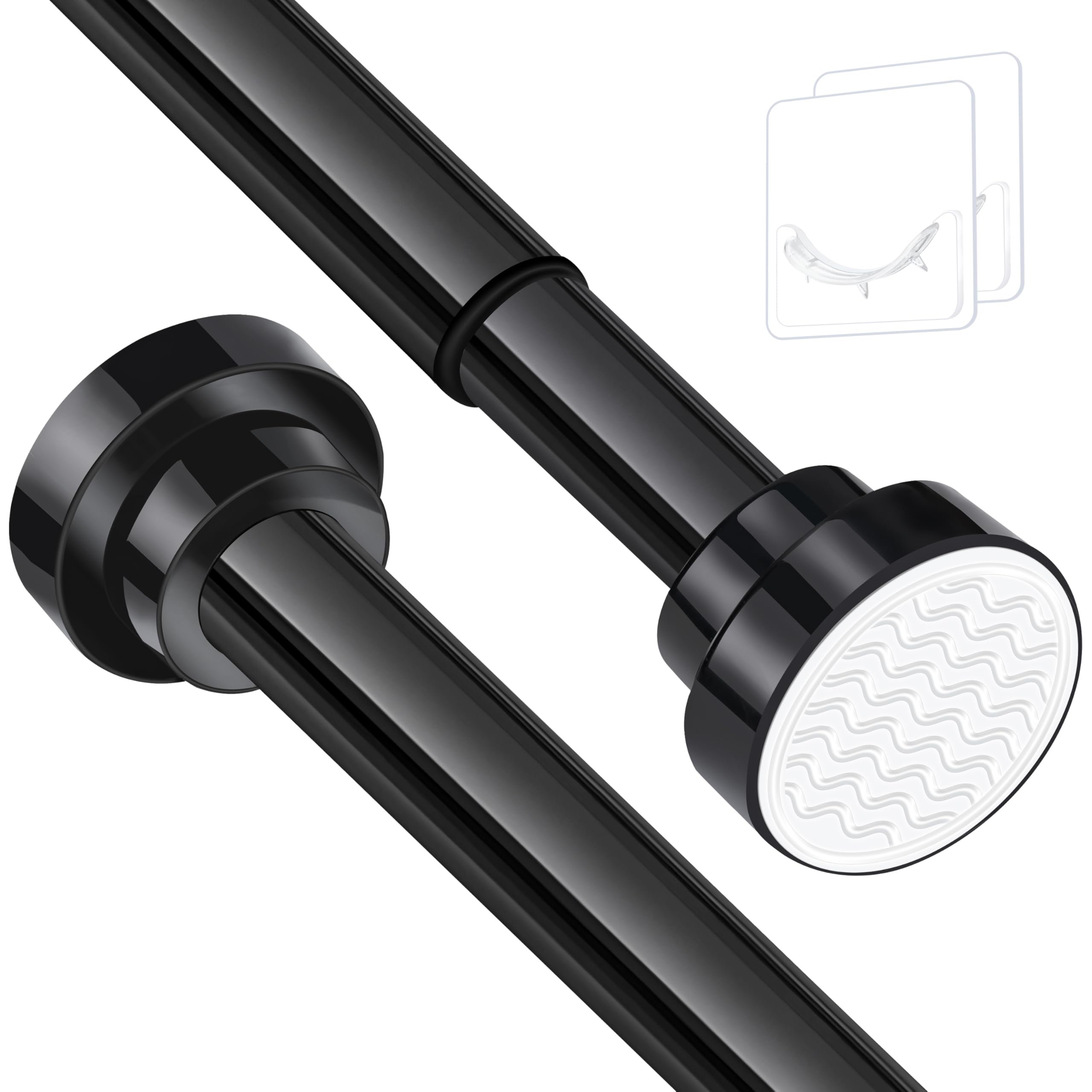 Stainless Steel Extendable Shower Curtain Rod Tension Rod,including 2 Holder,Non Slip Adjustable Tension Curtain Rod,No Rust Spring Curtain Rod for