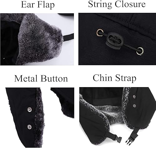 Miniatura 3 de Sombrero de trampero de invierno, sombreros de caza, gorro de Ushanka ruso térmico de piel sintética, orejera, sombrero de esquí a prueba de viento,