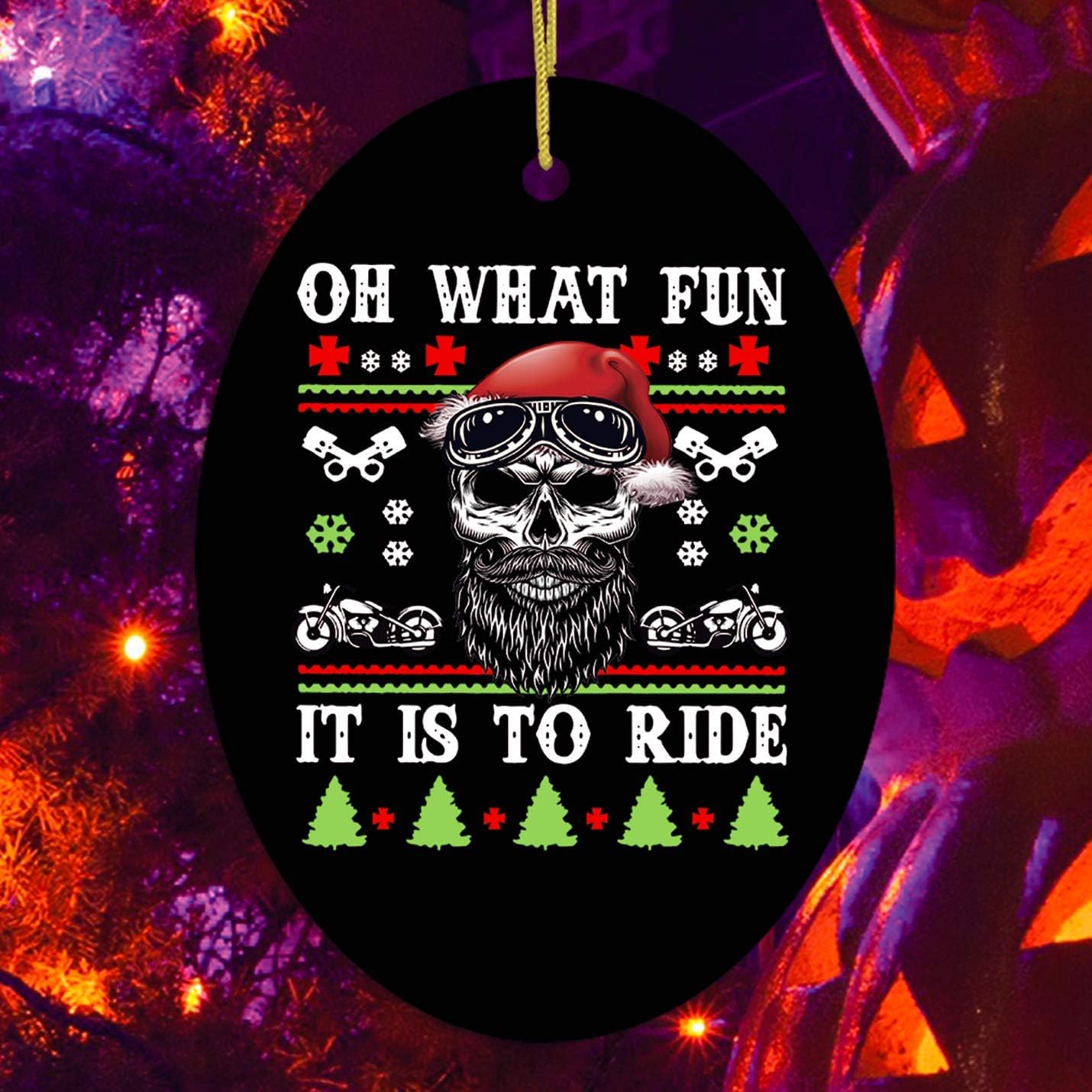 Collectible Skeleton Themed Ornaments (Biker Skull Santa Christmas Ornament) image 3