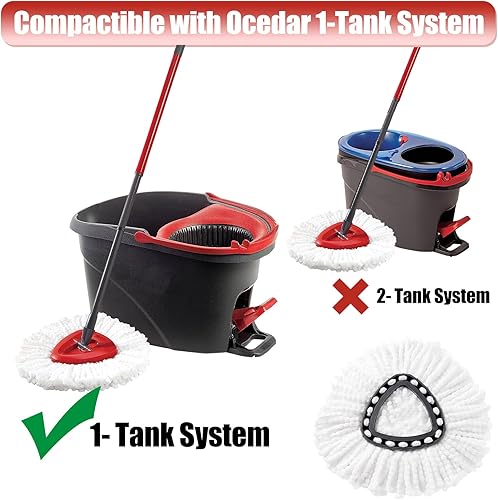 Miniatura 2 de Repuesto de cabezal de trapeador, 3 unidades de repuesto de fregona giratoria compatible con el sistema Ocedar Easywring de 1 tanque, gran potencia